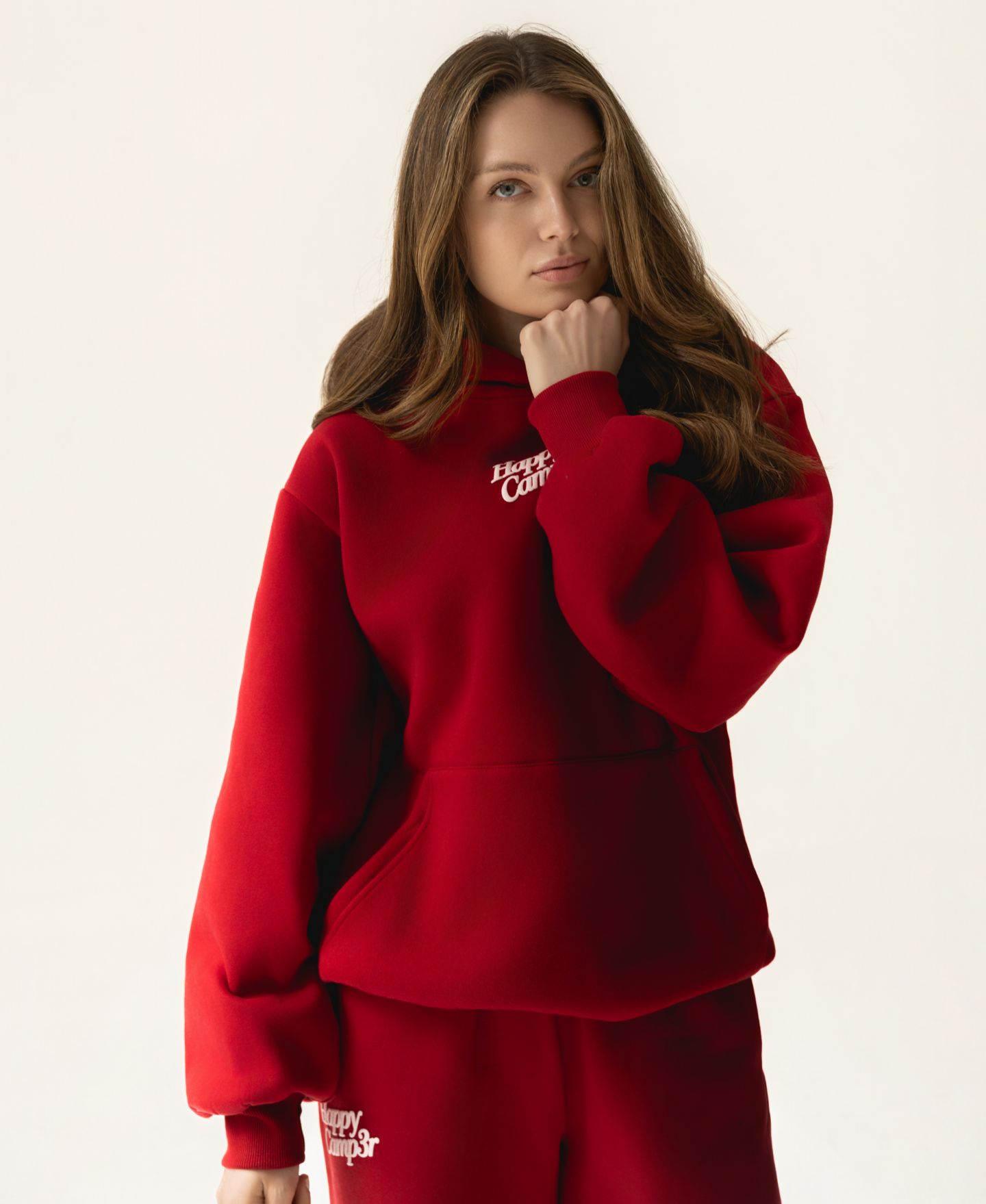 Женский свитшот The Happy Camp3r Puff Series Hooded Pull-On, цвет: Тёмный красный — фото 2