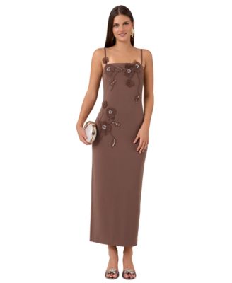 Women's Aurea Midi Scoop Neck Sleeveless 3D Floral-Appliqu&eacute; Dress