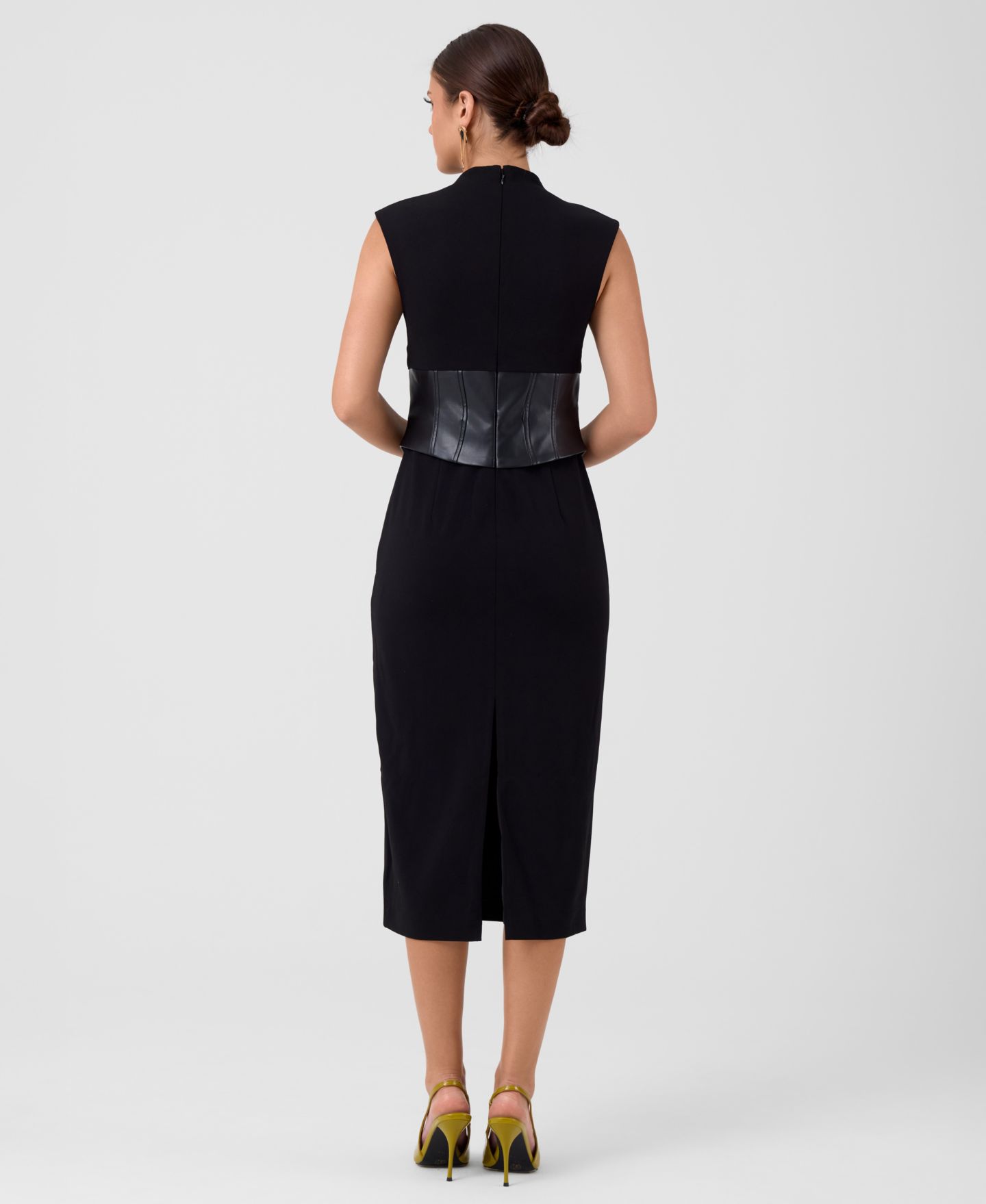 Женское платье RACHEL Rachel Roy Donatella Mock Neck Sleeveless Corset Midi, цвет: Чёрный — фото 5