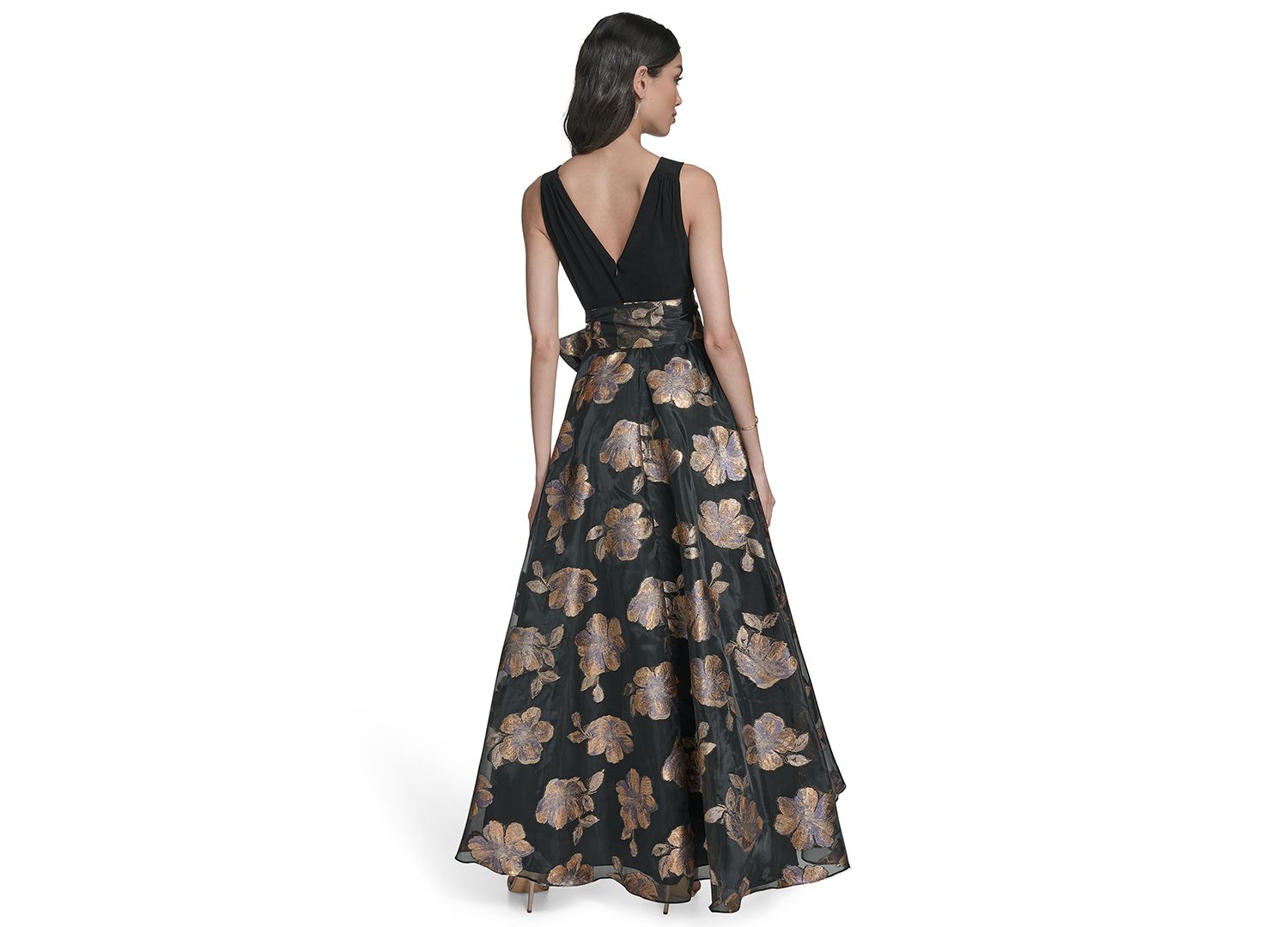 Women's Sleeveless Surplice Ballgown Dress
