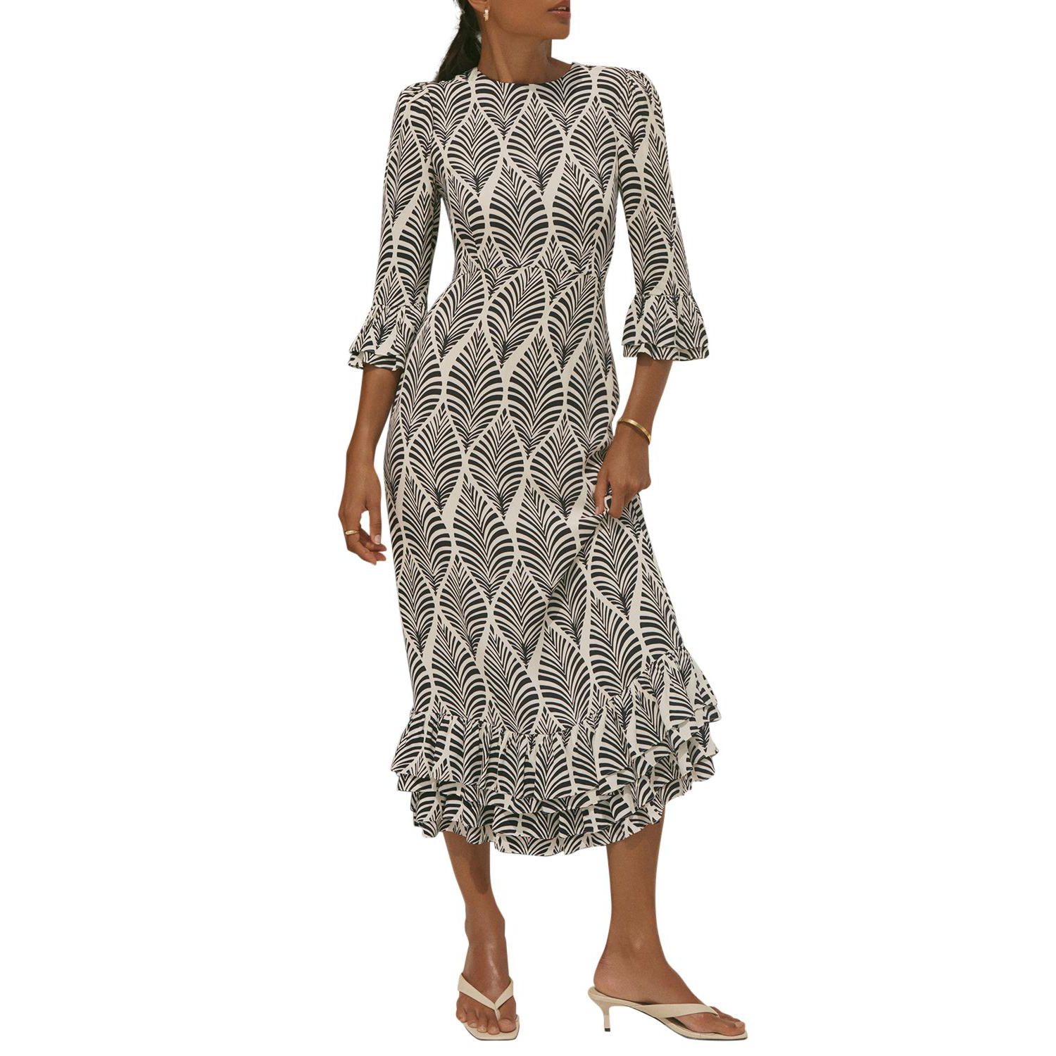 Women's Printed Tiered-Ruffle Rayon Midi Dress
