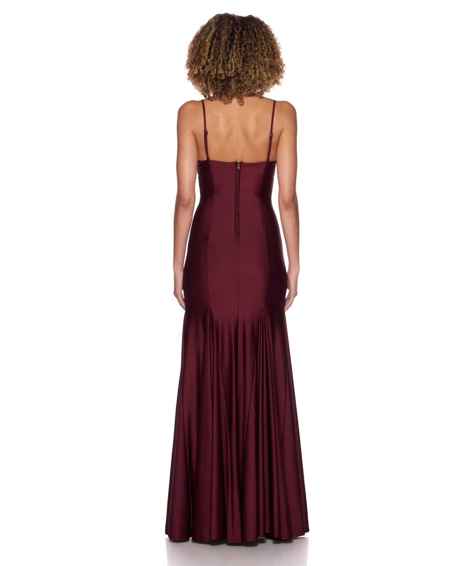 Juniors' V-Neck Shiny Knit Gown