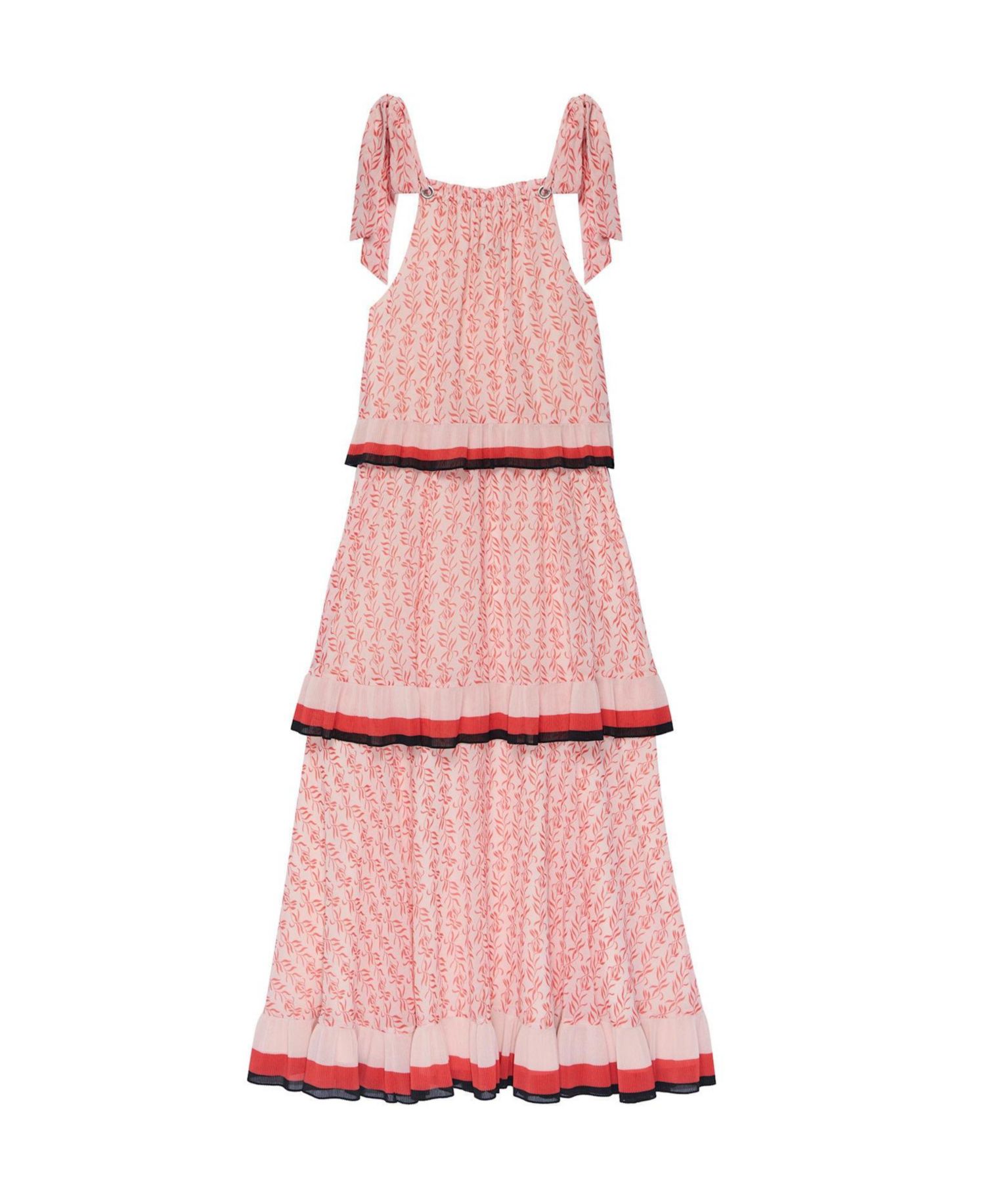 Women's Printed Halter Tiered Midi Dress