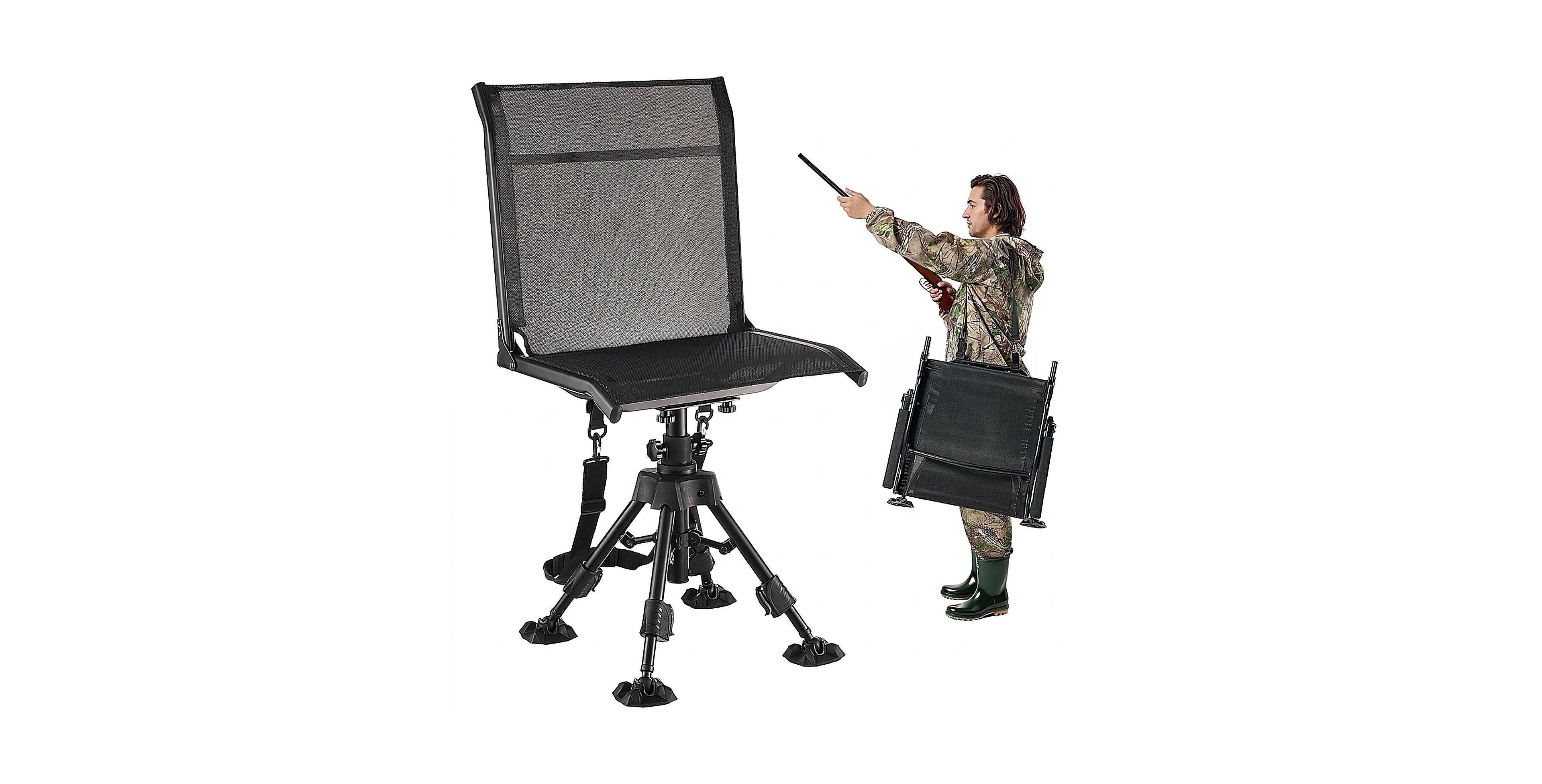 Sugift 360 Degree Swivel Hunting Blind Chair with Adjustable Height and 350 Pound Capacity