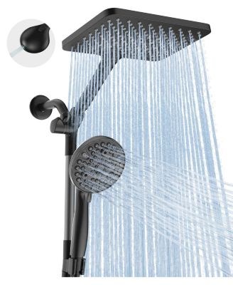 10" Dual Handheld Shower Head 2-in-1 Rain System 10 Modes Power Wash