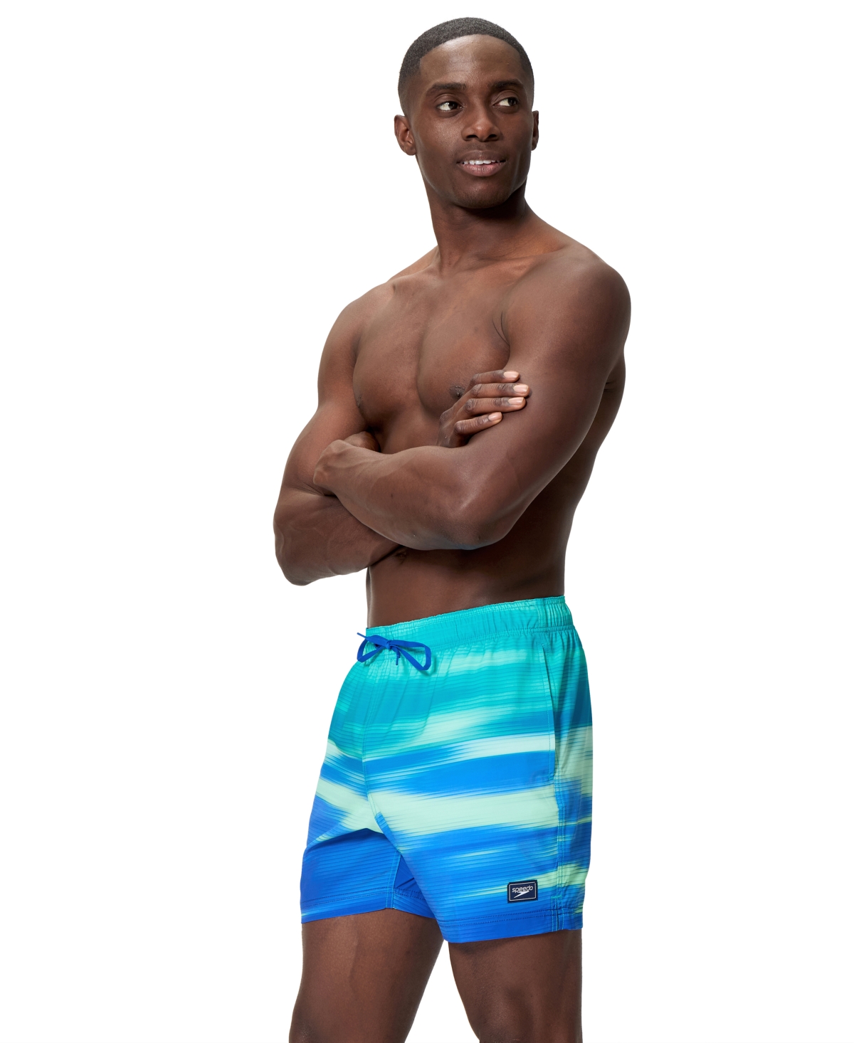 Speedo Men's Stripe Redondo Edge Swim Trunks, 5" Inseam