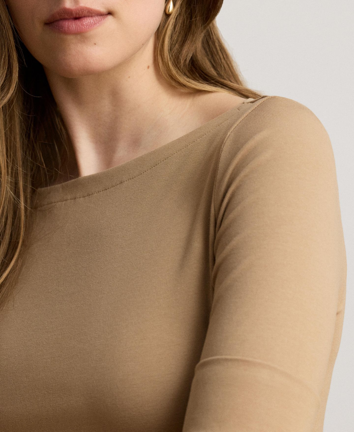 Женский топ Lauren Ralph Lauren Stretch Boatneck, цвет: Верблюжий — фото 4