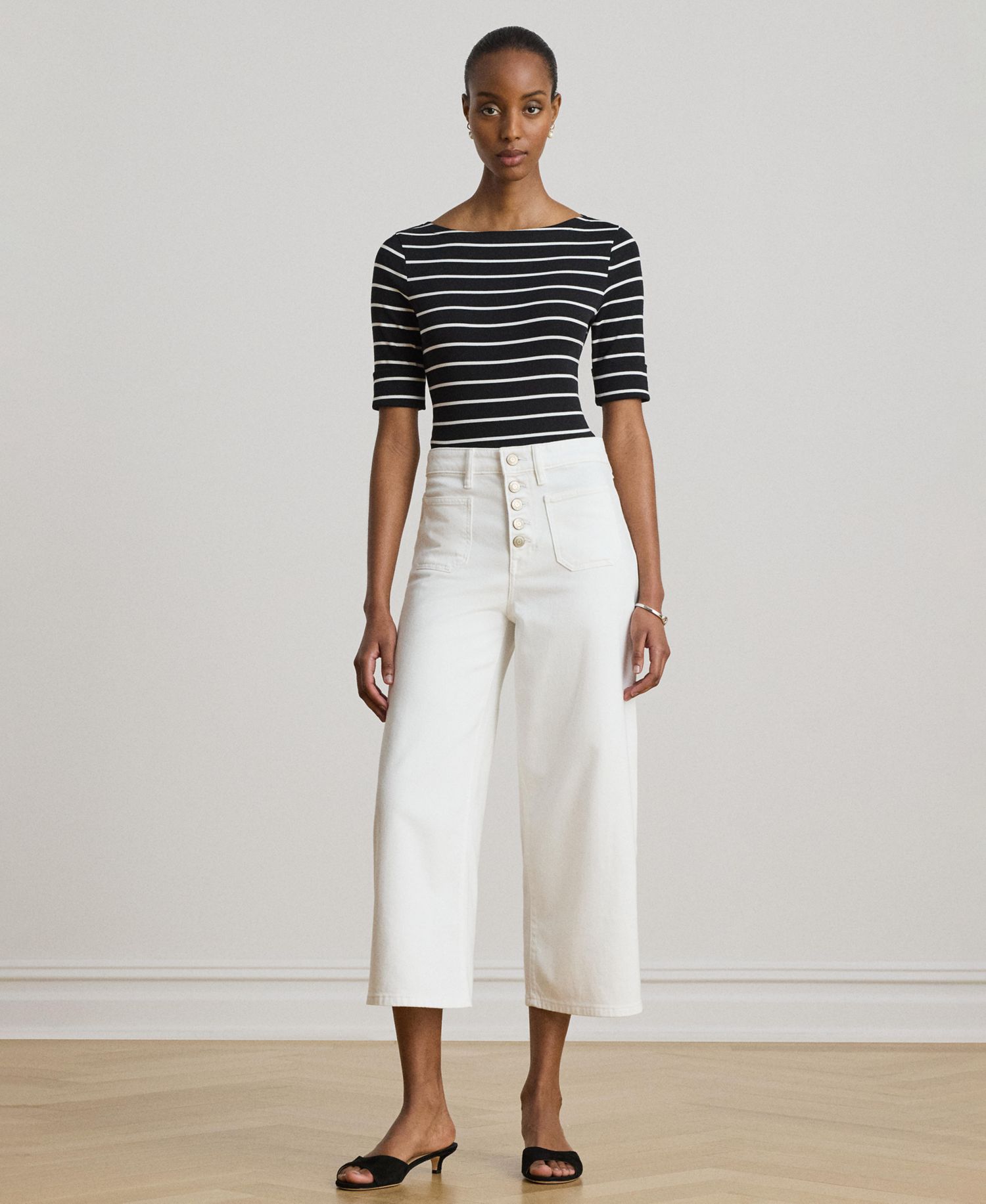 Women's Striped Boat Neck Top