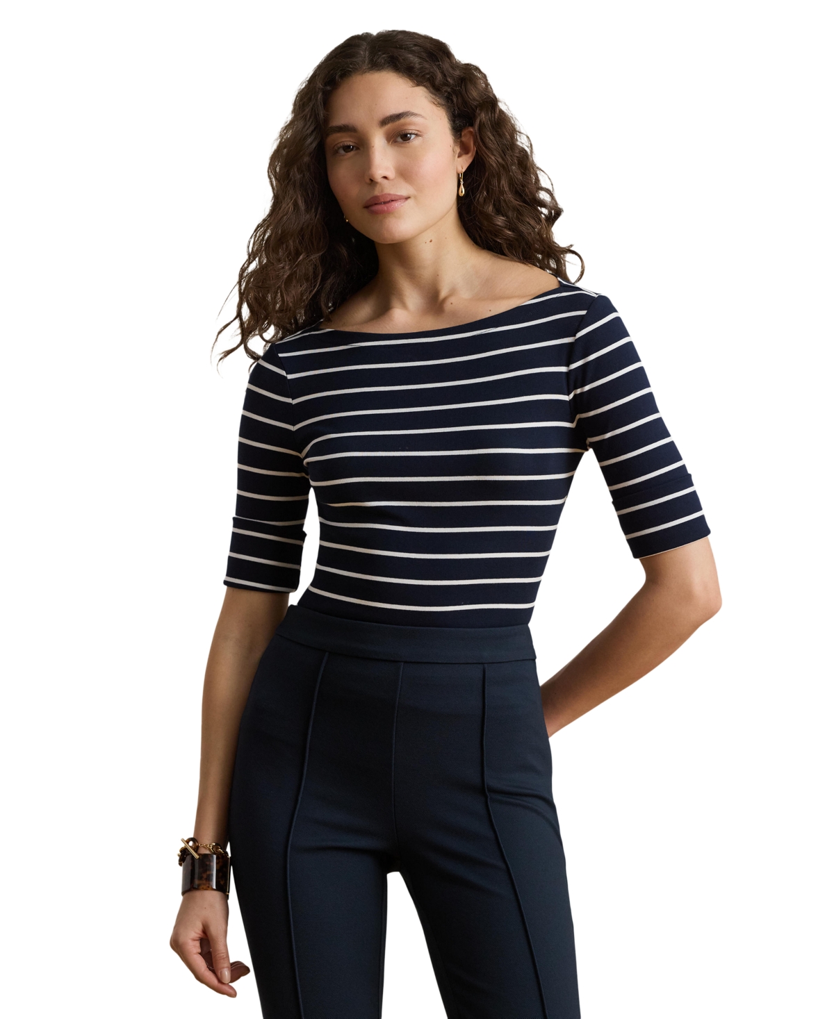 Lauren Ralph Striped Boatneck Top