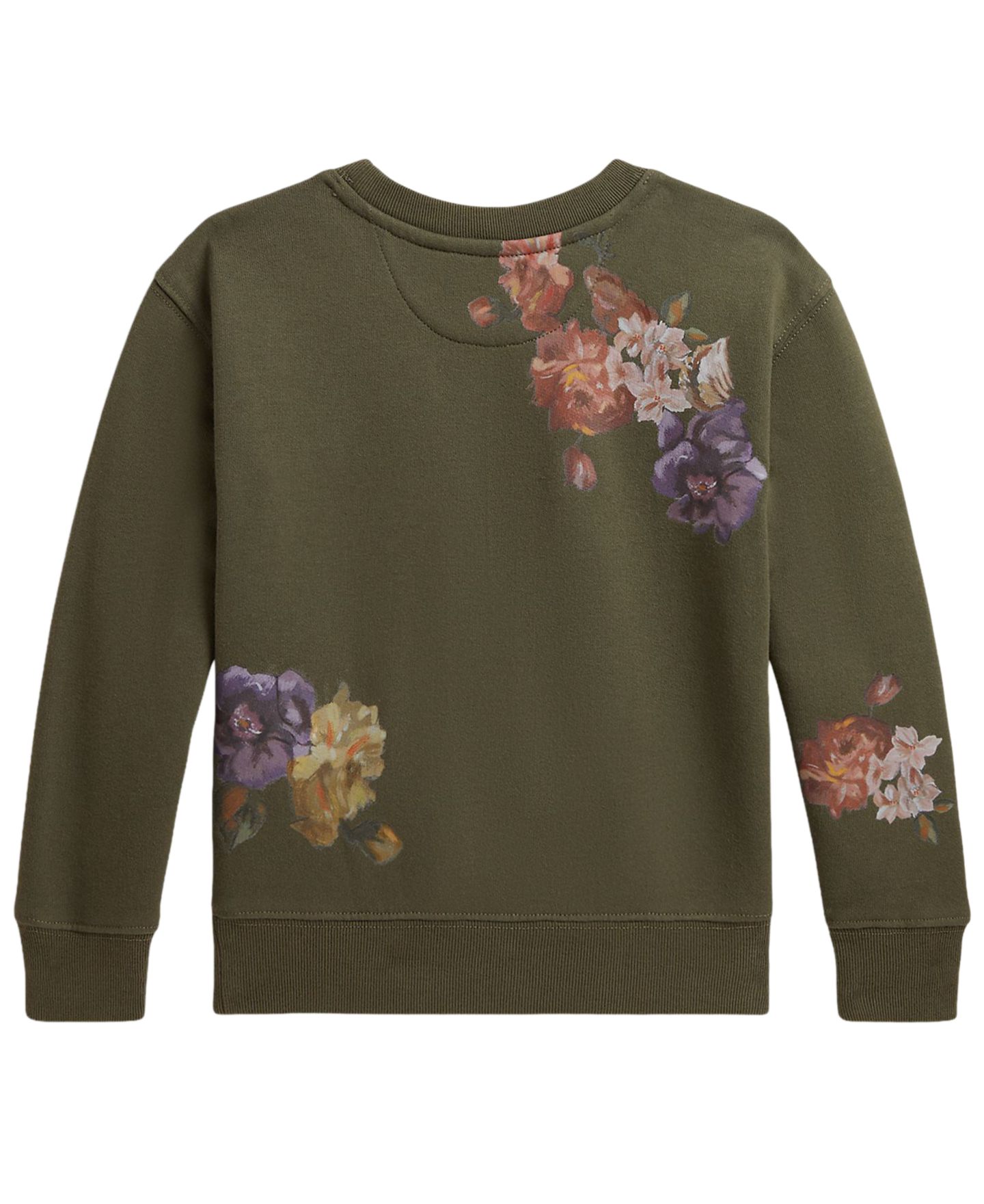 Свитшот Polo Ralph Lauren Floral Fleece Sweatshirt для девочек, цвет: Оливковый — фото 2