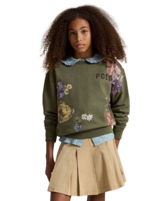 Girls' 7-16 Floral Fleece Sweatshirt