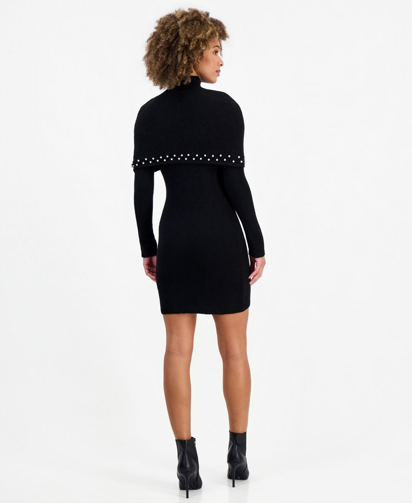 Женское платье INVITEE Long-Sleeve Mock-Neck Cape Sweater Dress, цвет: Чёрный — фото 3