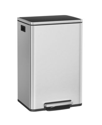 50L Rubbish Bin, Stainless Steel Pedal Bin with Removable Inner Bucket, Soft Close Lid, for Kitchen