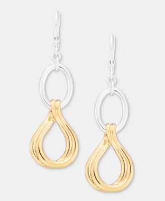Women's Two-Tone Twisted & Interlock Linear Dangle Earrings