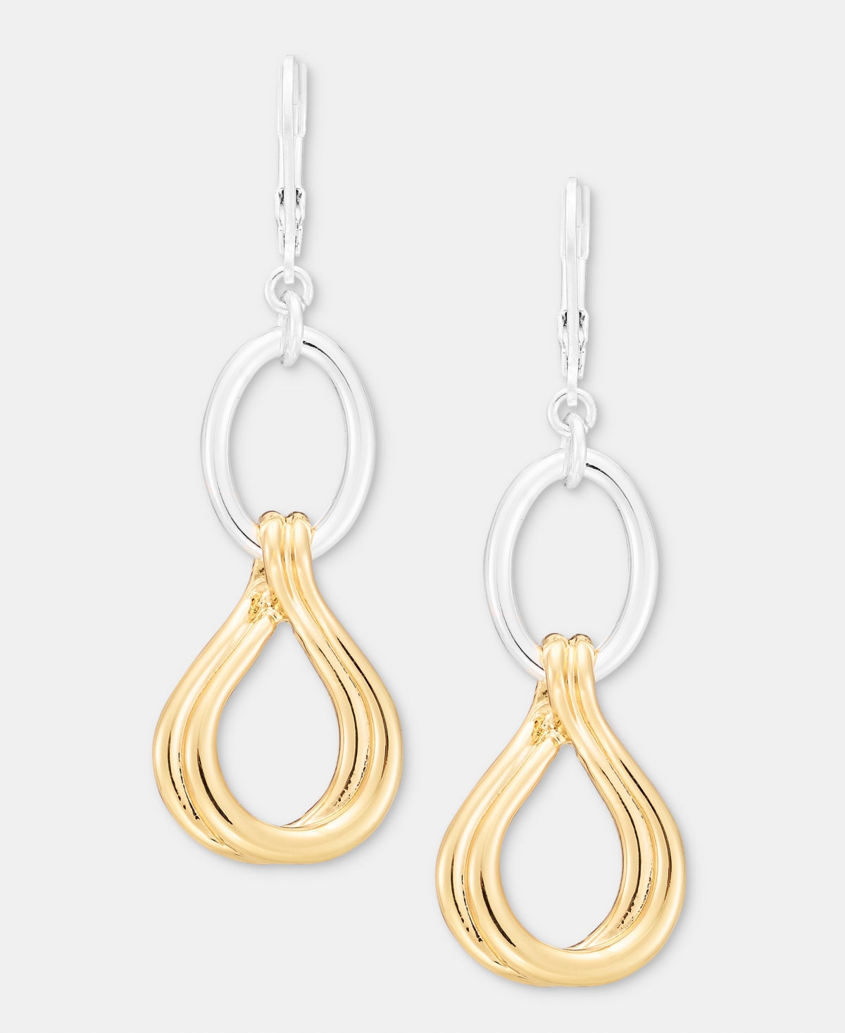 Anne Klein Women's Two-Tone Twisted & Interlock Linear Dangle Earrings