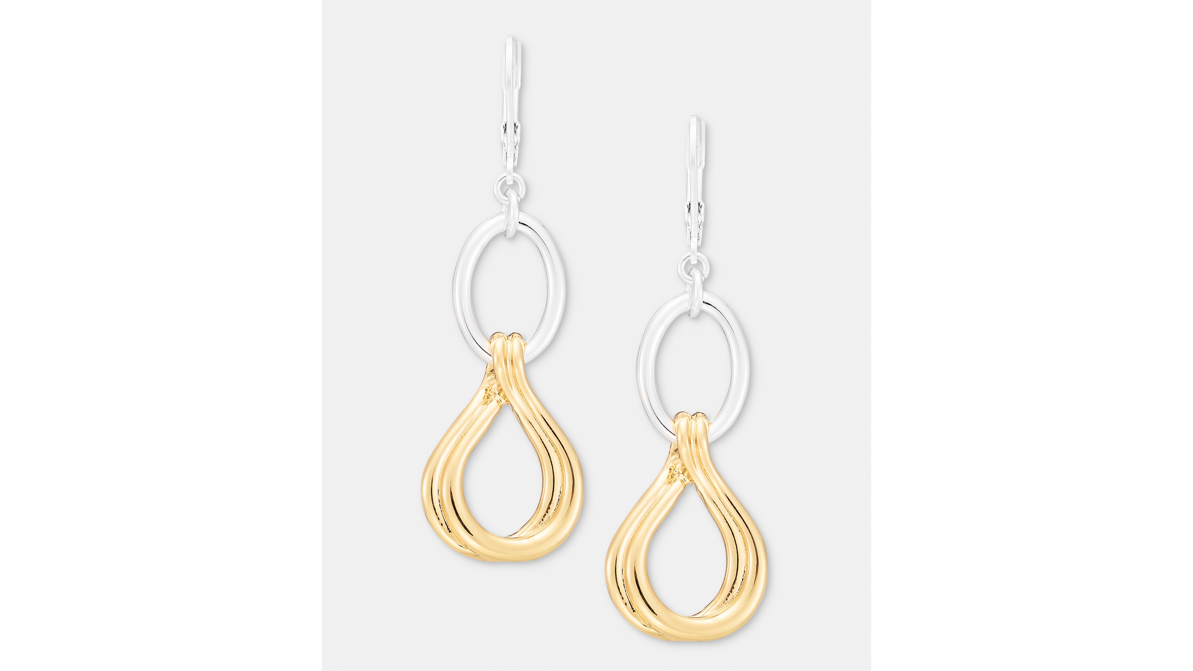 Anne Klein Women's Two-Tone Twisted & Interlock Linear Dangle Earrings