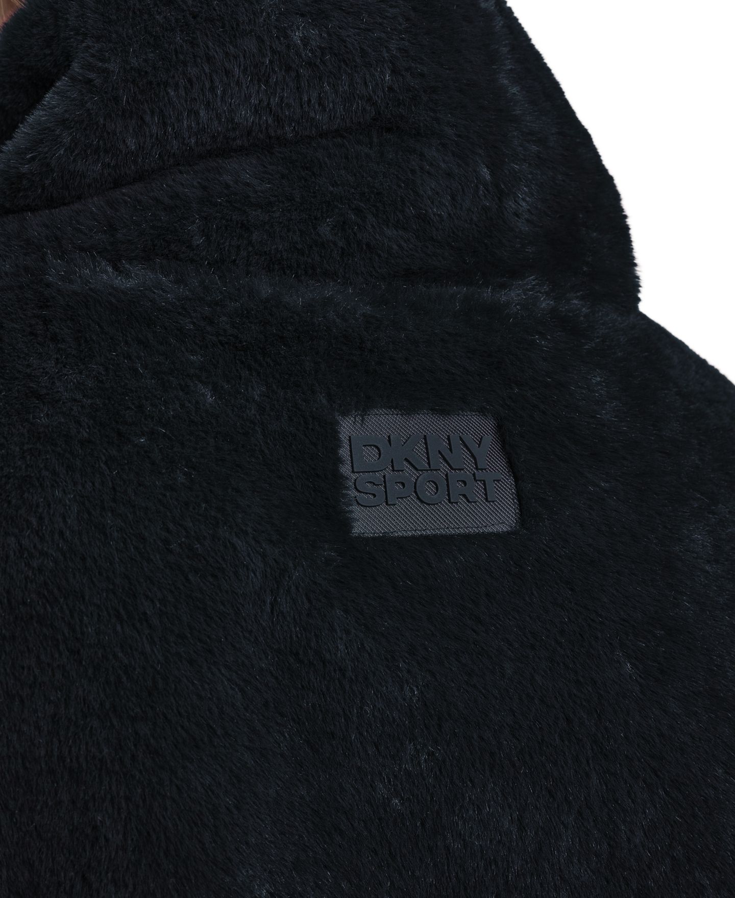 Женский жилет DKNY Sport Mock-Neck Ribbed-Knit Hem Faux Fur Vest, цвет: Чёрный — фото 8