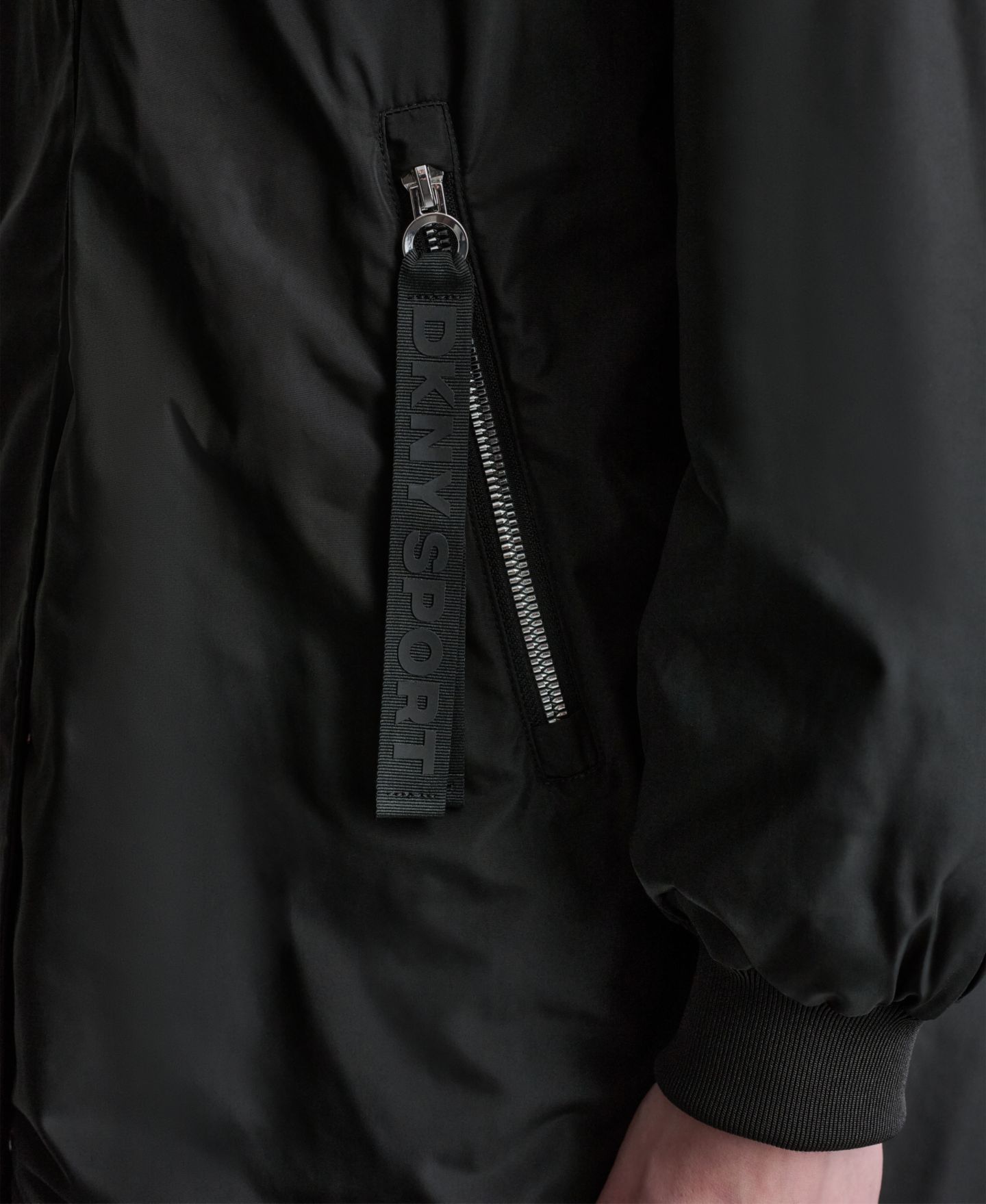 Женская куртка DKNY Sport Removable Hood Long Flight Quilted-Lined, цвет: Чёрный — фото 8