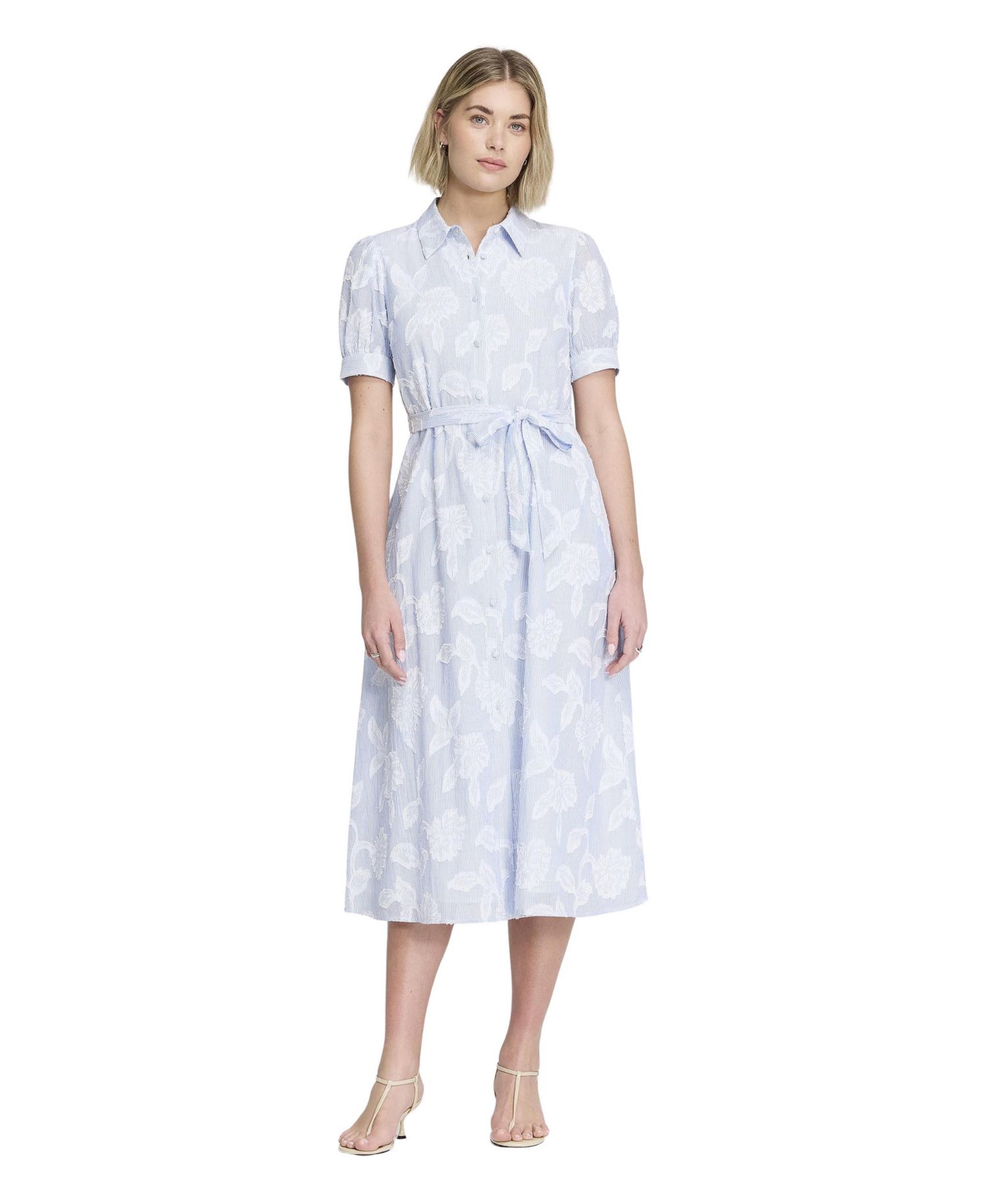Women's Mariah Tie Waist Floral Short-Sleeve Midi Shirt Dress
