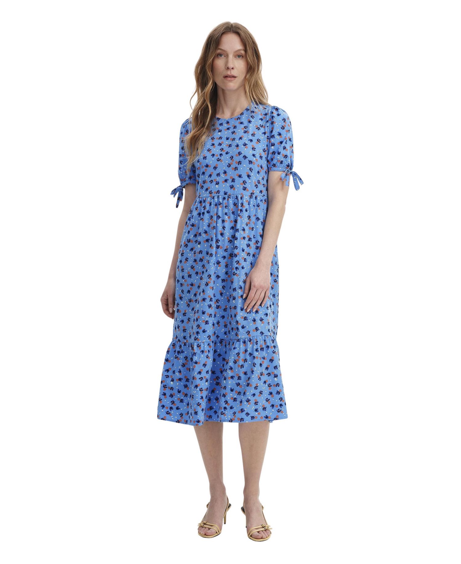 Women's Jessa Tiered Short Sleeve Floral-Print Midi Dress