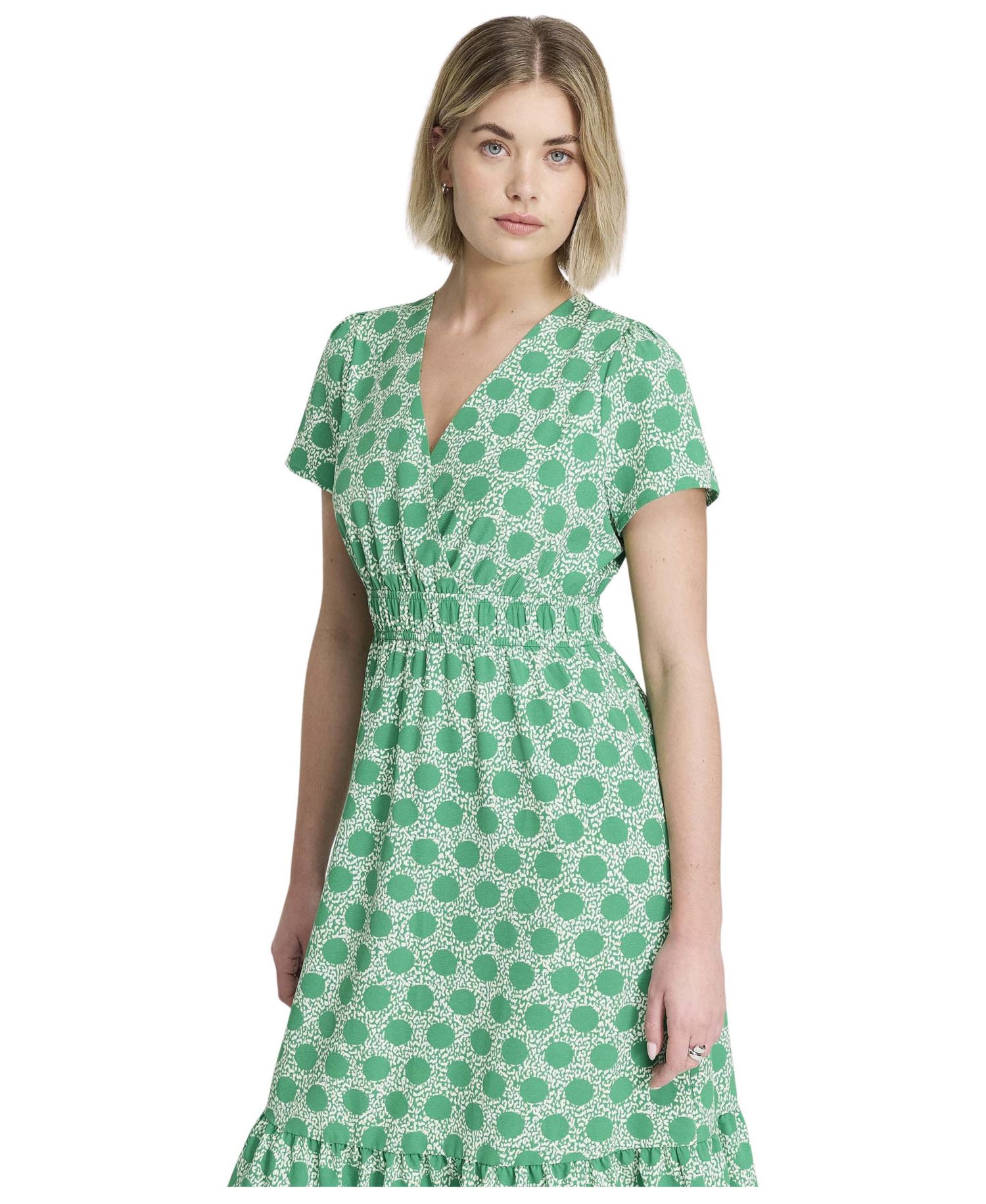 Women's Deena V-Neck Short-Sleeve Tiered Wrap Midi Dress