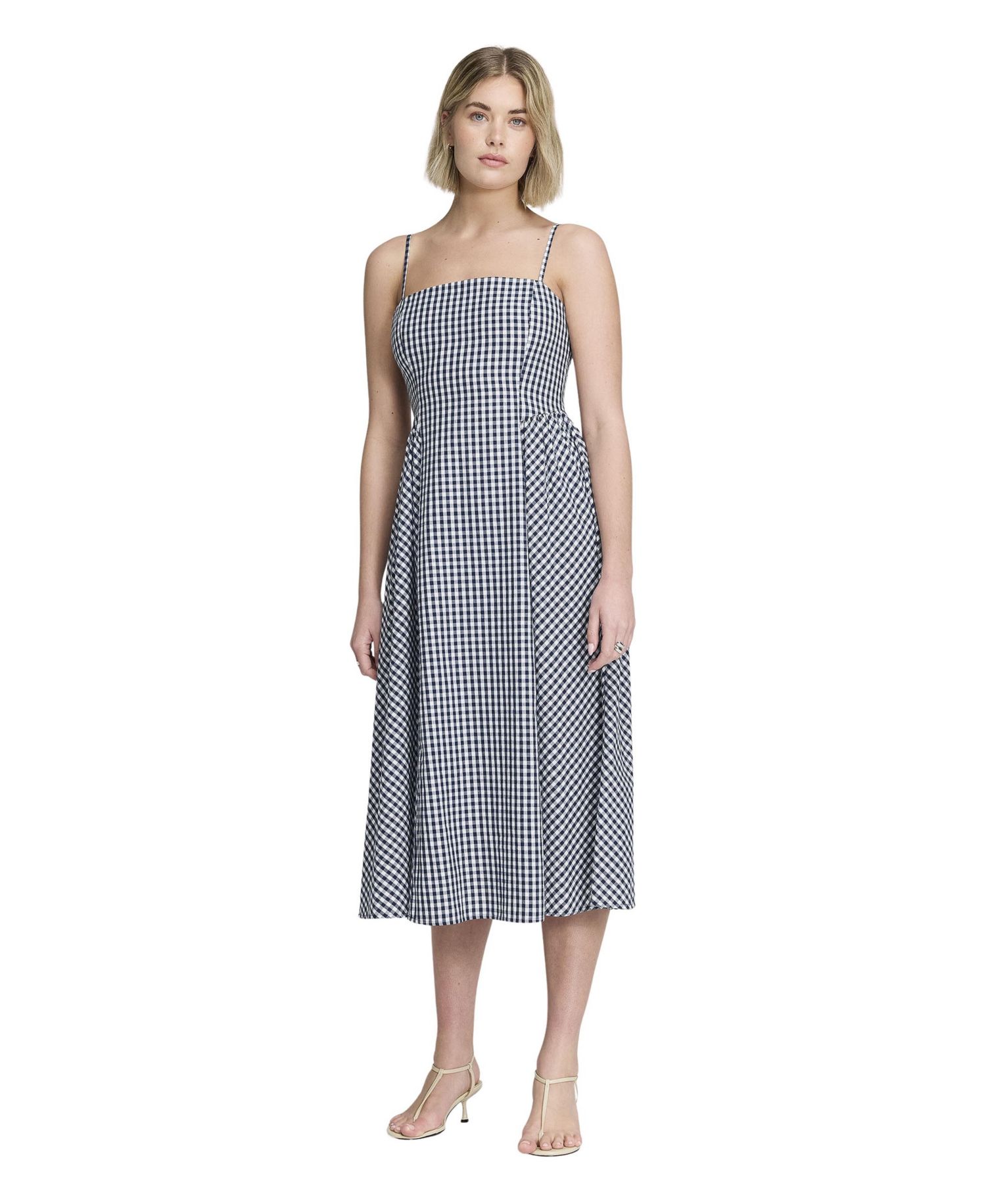 Women's Romina Gingham Square Neck Sleeveless Midi Dress