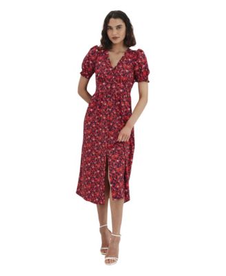 Women's Samantha Floral Puff-Sleeve Empire-Waist Midi Dress