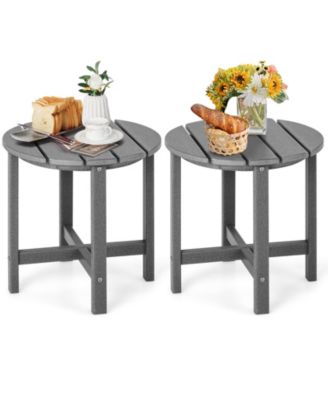 Set of 2 18 in Round HDPE Adirondack Side Tables, Hold 110 lbs Each