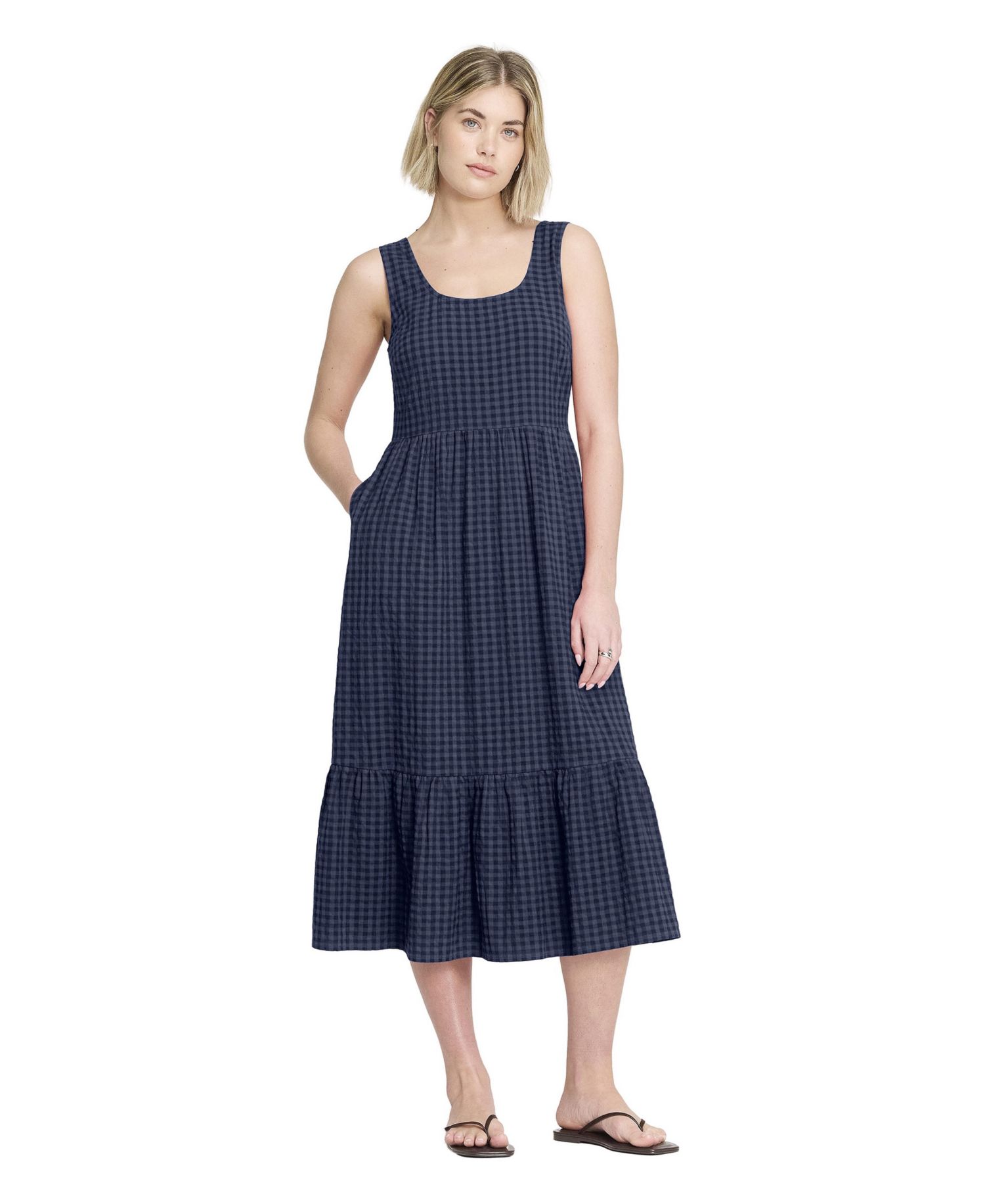 Women's Cara Gingham Tiered Midi Dress
