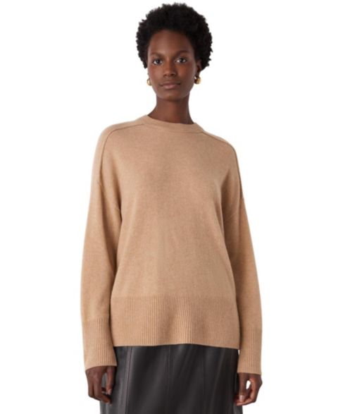 Женский свитер Whistles Cashmere Seam Detail Crewneck, цвет: Верблюжий