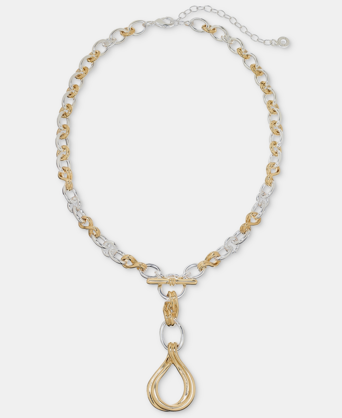 Anne Klein Two-Tone Twisted Interlock Y-Neck Necklace, 16" with 3" Extender