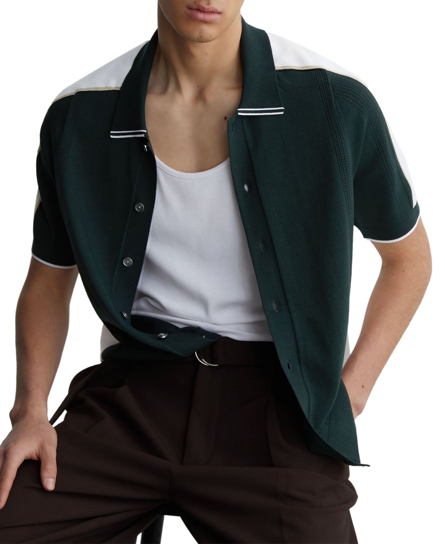 Men's Farley Slim-Fit Colour-Block Polo Collar Shirt