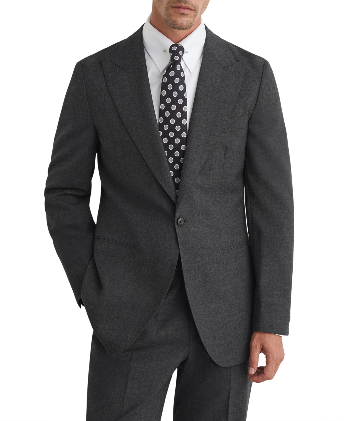Reiss Men's Bold Wool Single-Breasted Classic-Fit Blazer - Charcoal Gray