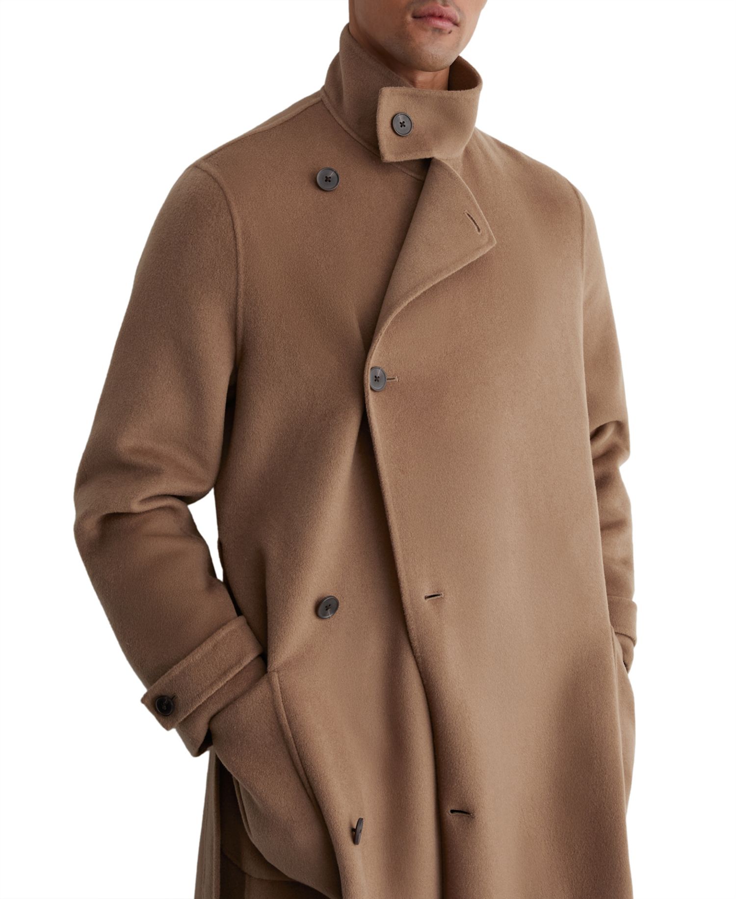 Men's Selation Wool-Blend Belted Long Overcoat