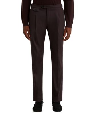 Men's Float Pleated Slim-Fit Cotton-Blend Trousers Pants