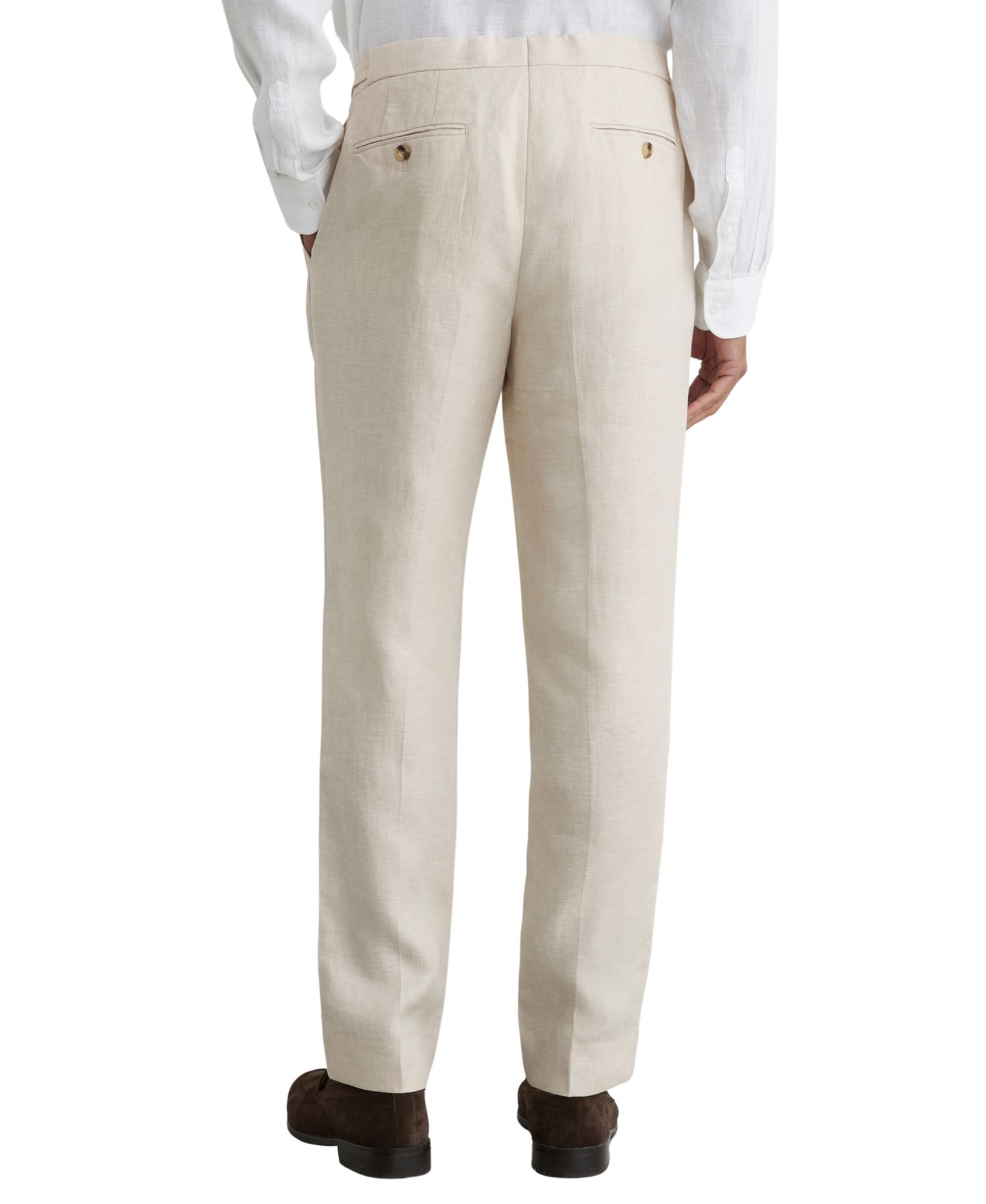 Мужские брюки REISS Atlantic Linen-Twill Tailored-Fit, цвет: Серо-бежевый — фото 2