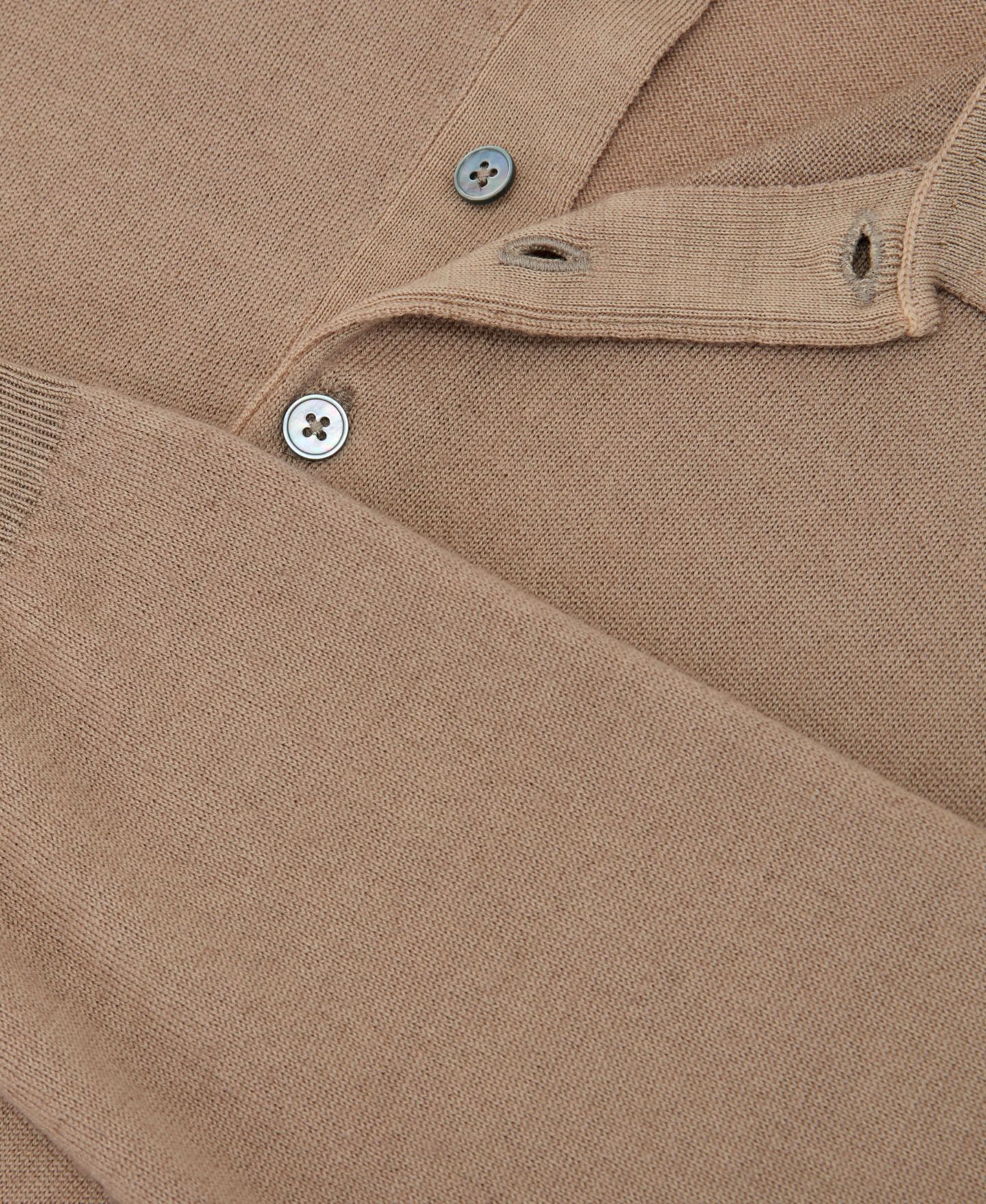 Мужское поло REISS Jay Slim-Fit Pigment-Dyed Merino Wool Long-Sleeve Polo Shirt, цвет: Серо-коричневый коричневый — фото 4