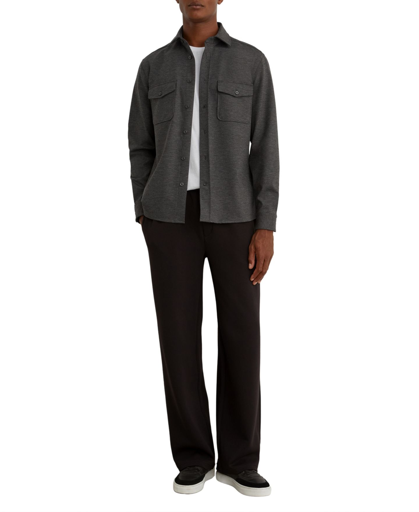 Мужская рубашка REISS Mcshane Twin-Pocket Button-Through Long Sleeve Overshirt, цвет: Угольный серый — фото 3