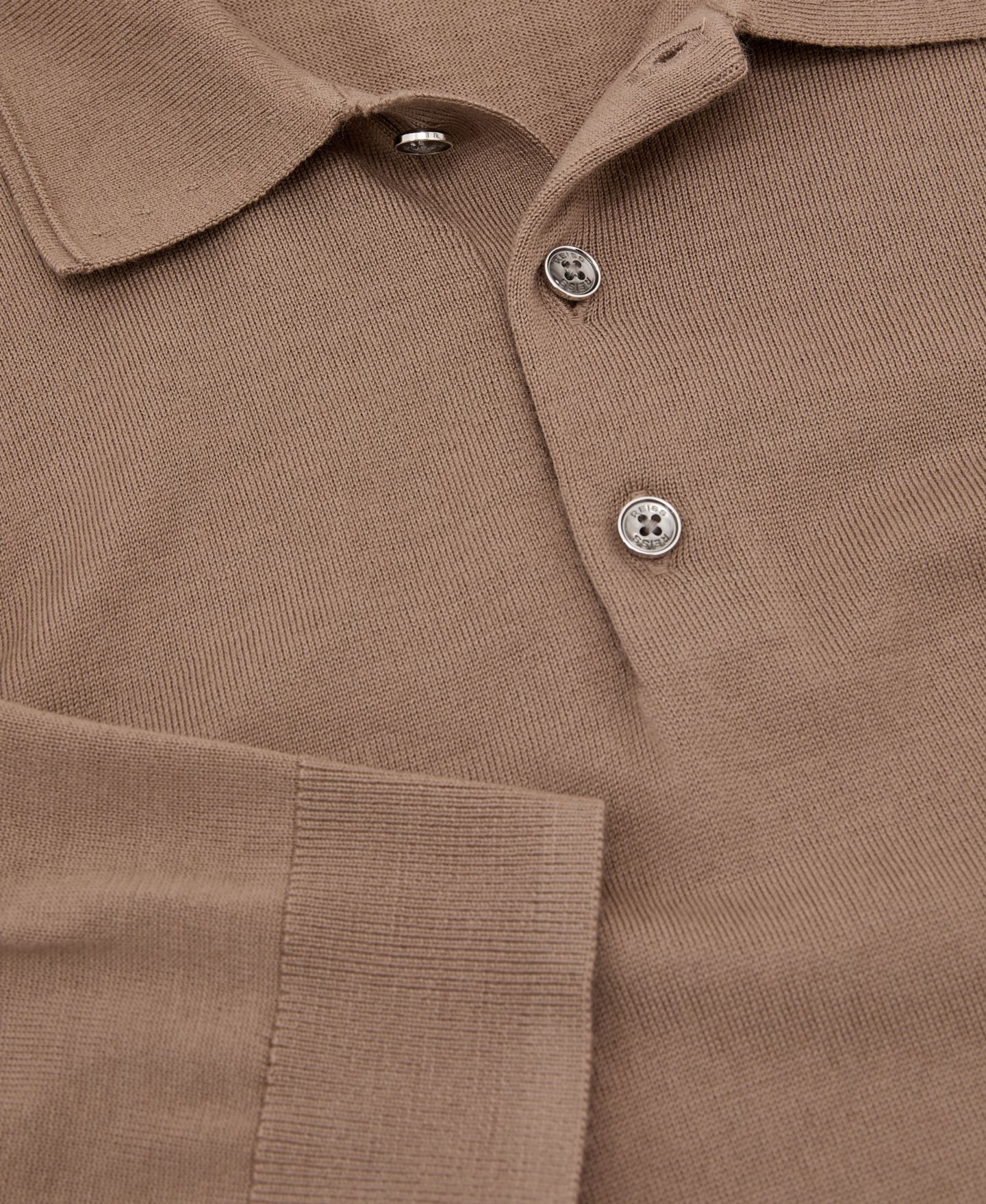Мужское поло REISS Trafford Slim-Fit Long-Sleeve Merino Wool Polo Shirt, цвет: Верблюжий коричневый — фото 4