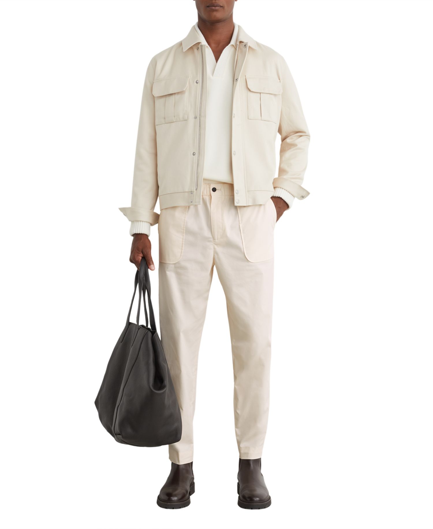 Men's Snap Stretch Tapered-Fit Cotton-Blend Casual Pants