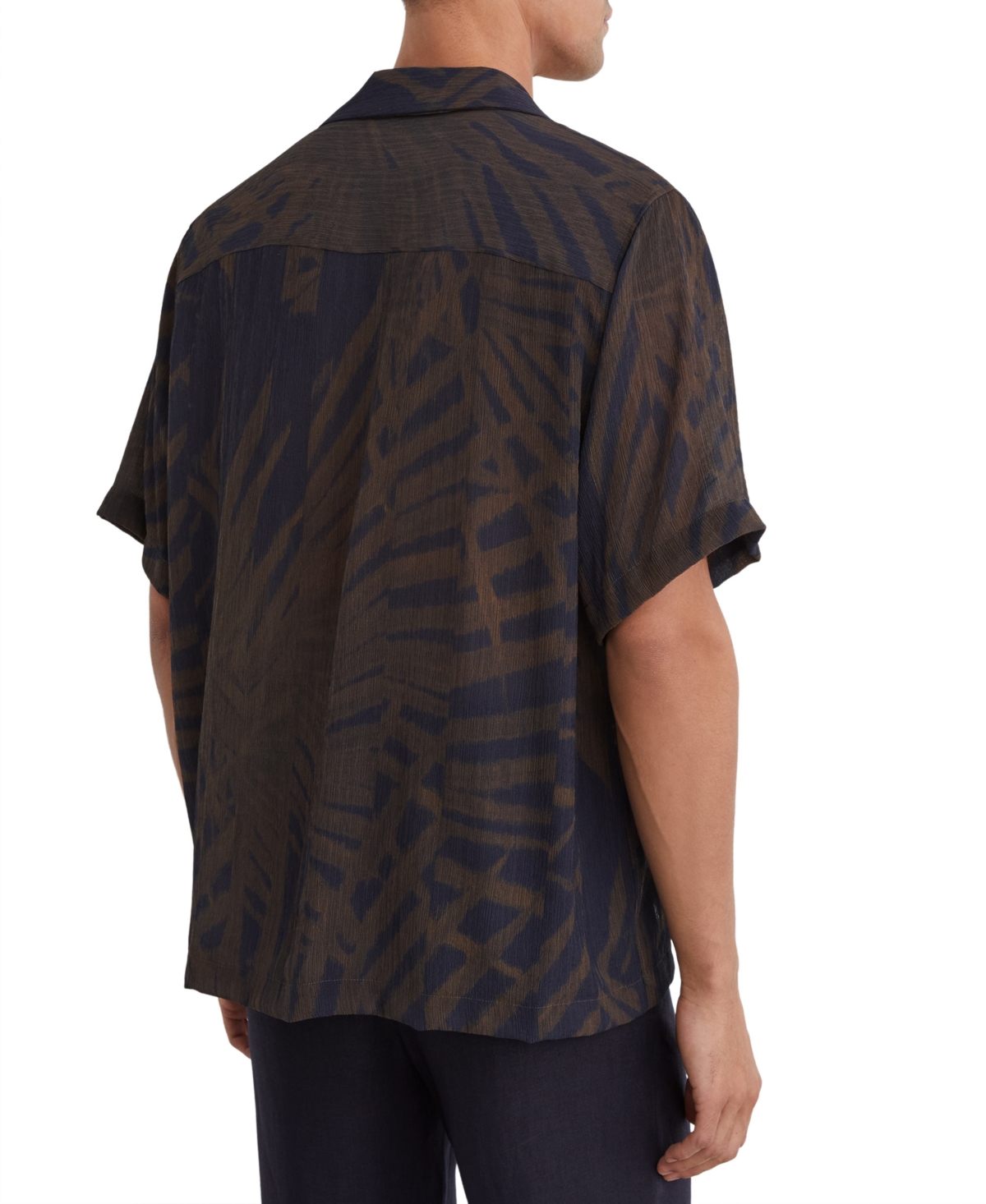 Reiss Men's Shindora Plisse Printed Cuban-Collar Shirt