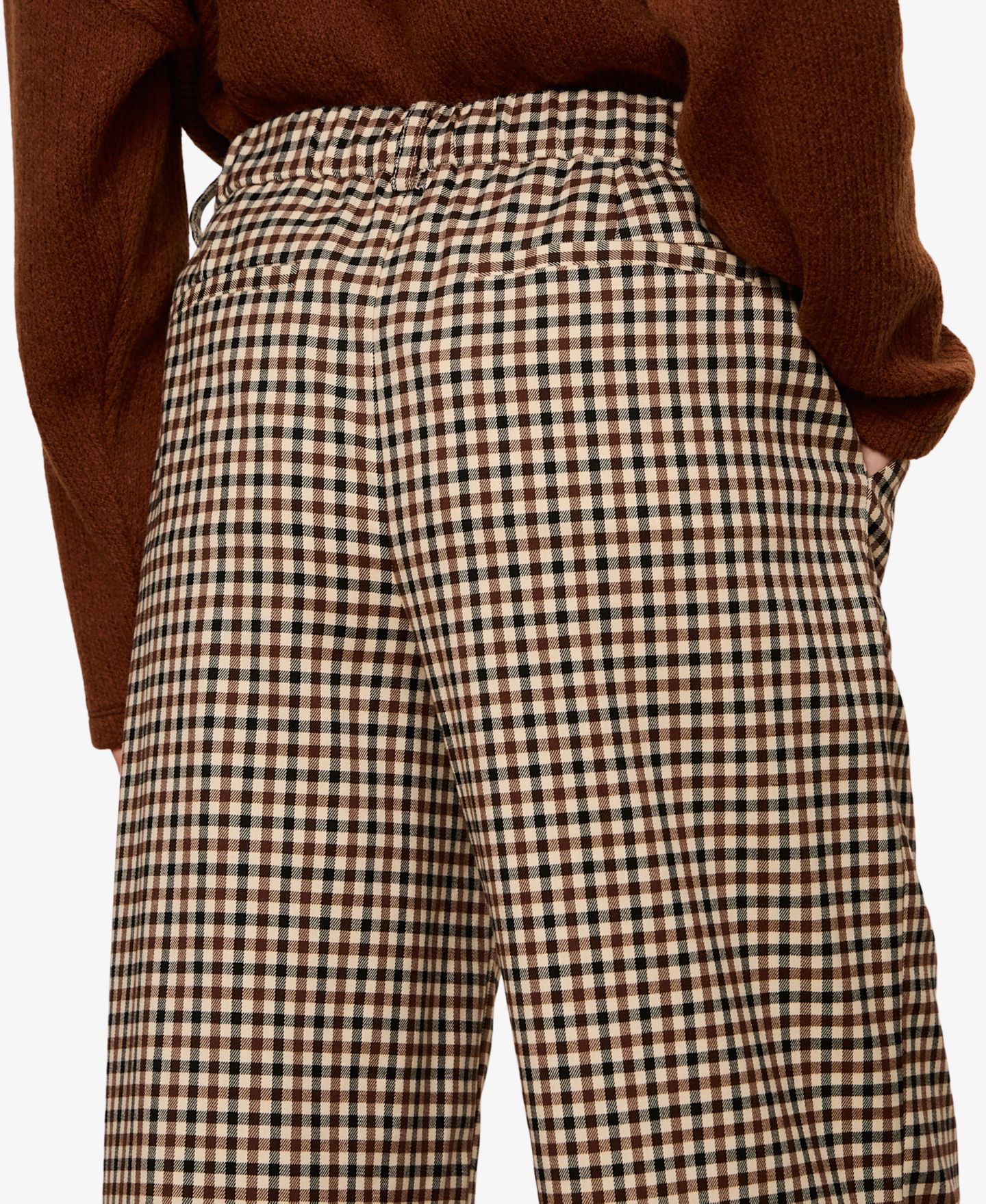 Женские брюки Sanctuary Eloise Mid-Rise Wide-Leg Trouser, цвет: Какао клетчатый — фото 6