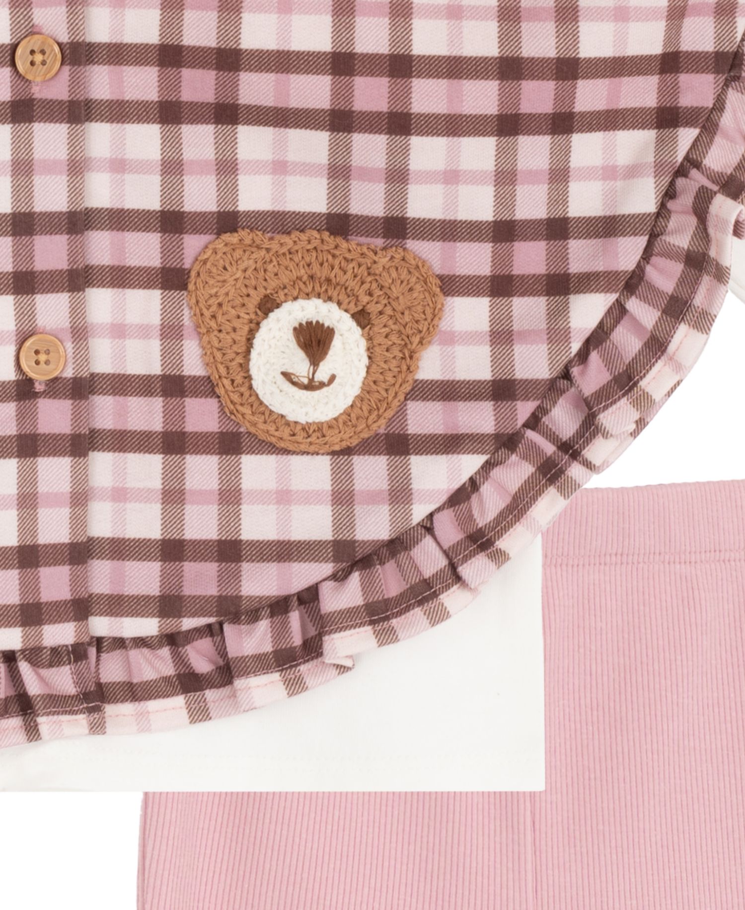 Baby Girls' Plaid Hooded Poncho Long-Sleeve Top and Leggings, 2-Piece Set