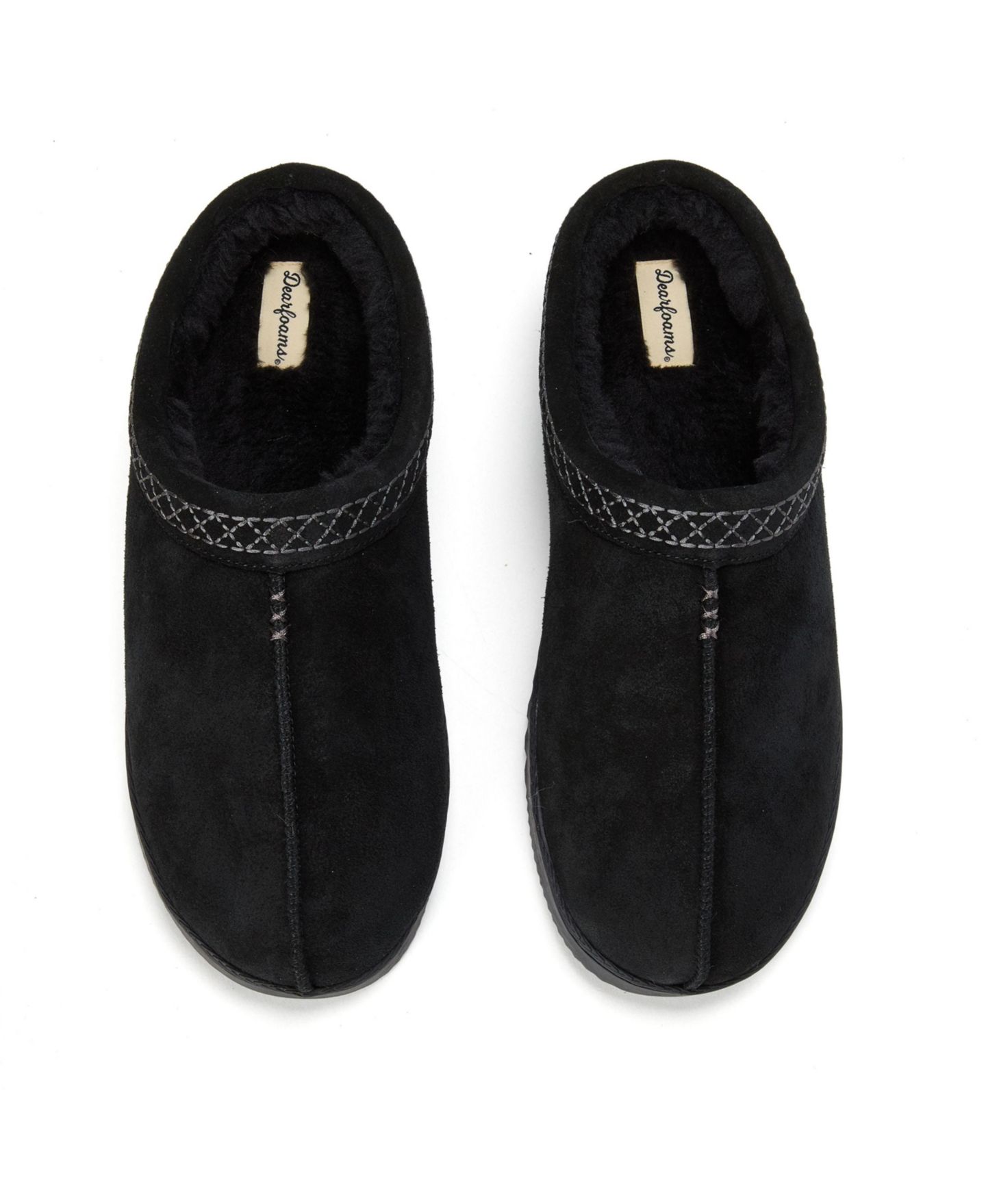Мужские сабо Dearfoams Dean Genuine Suede Slip-On Clog Slipper, цвет: Чёрный — фото 4