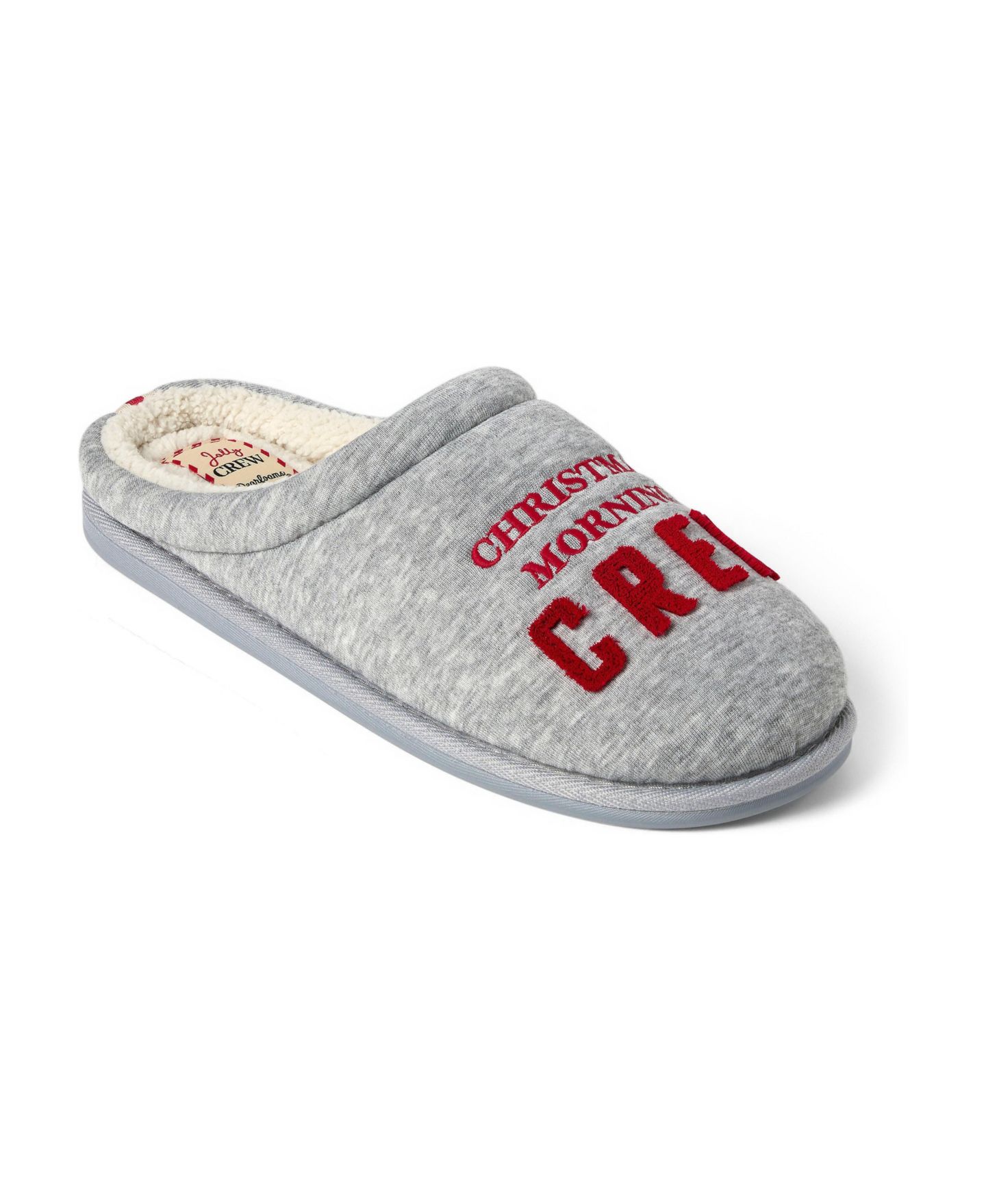 Мужские тапочки Dearfoams Christmas Morning Crew Slip-On Slippers, цвет: Светлый меланжевый серый — фото 1