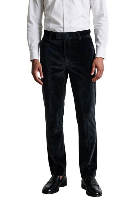 Мужские брюки Twisted Tailor Stallone Slim-Fit Velvet Tux Trouser, цвет: Чёрный