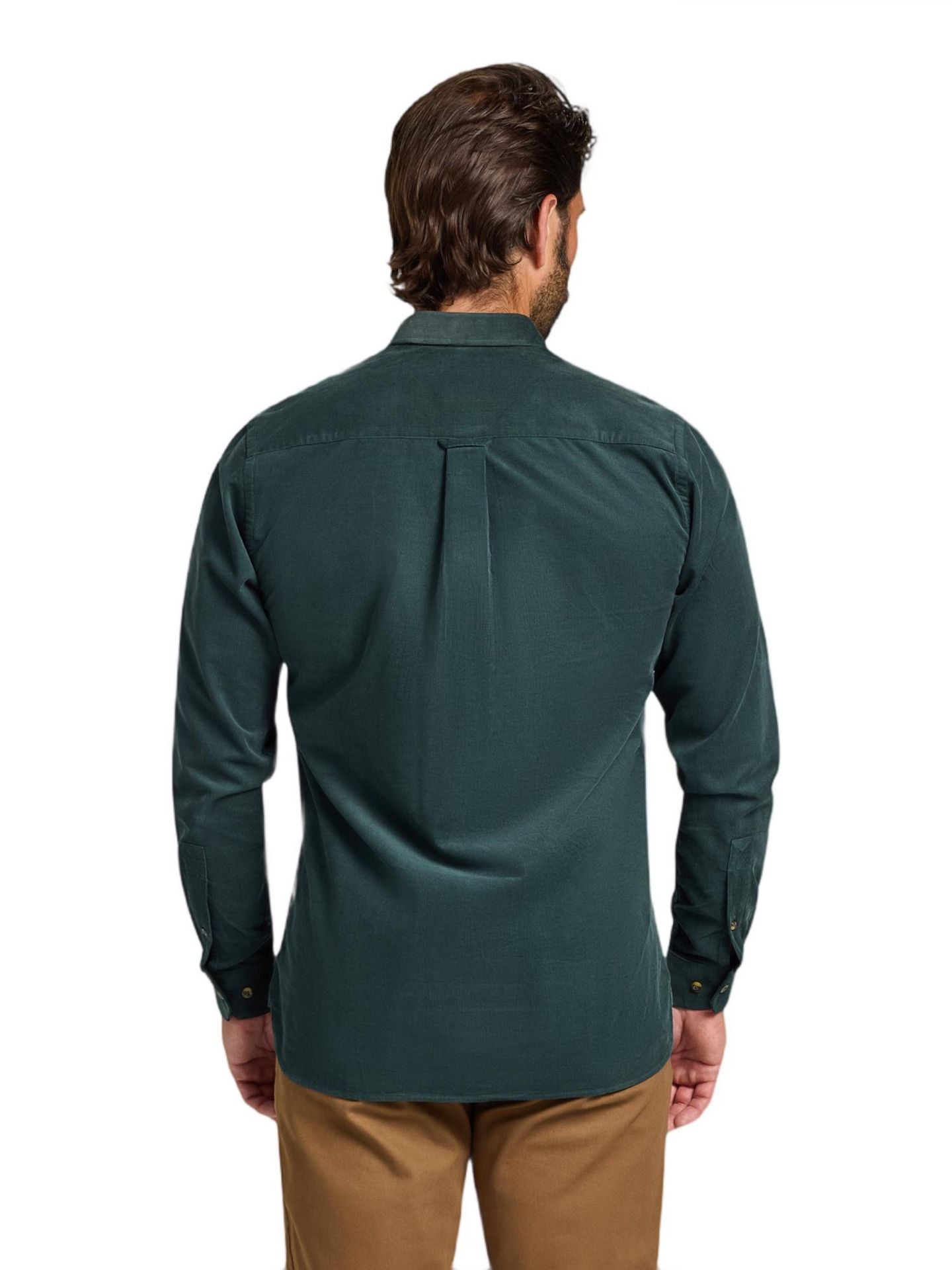 Мужская рубашка Raging Bull Big & Tall Long-Sleeve Soft-Needle Corduroy, цвет: Тёмно-зелёный — фото 3