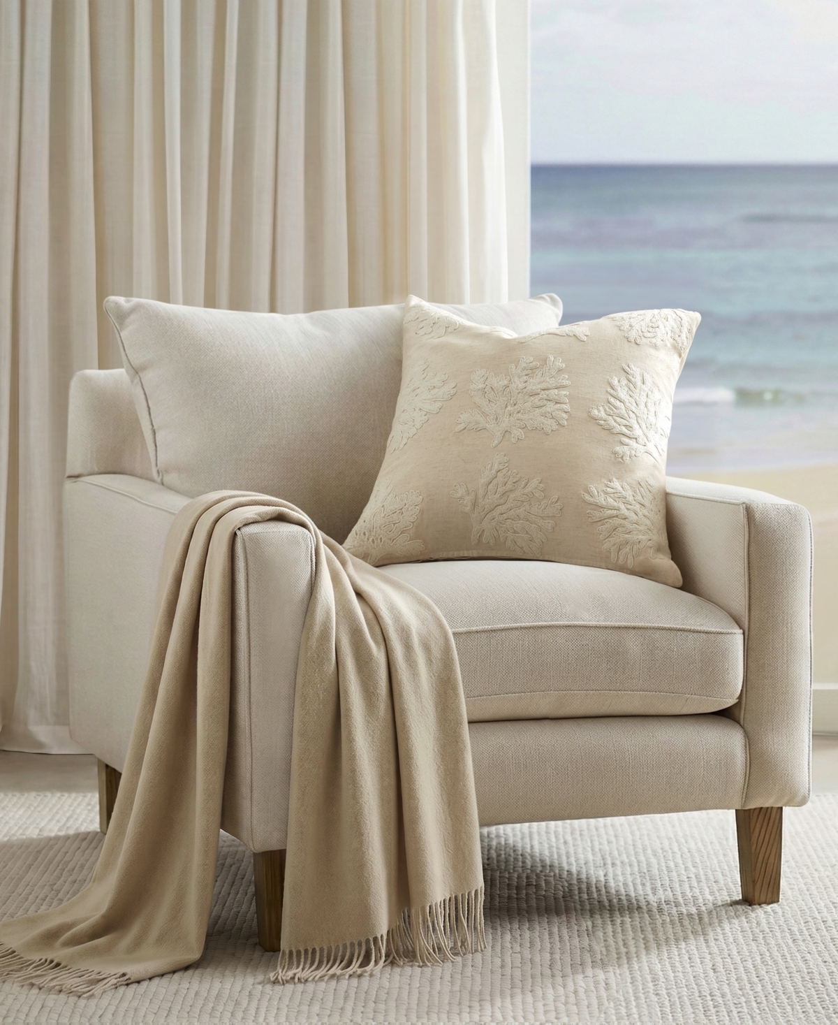 Harbor House Camila Coral Cotton Jacquard Decorative Pillow Cover, 20" x 20"