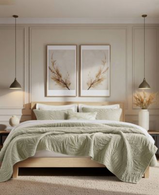 Botanical Leaves Stone-Washed Cotton Quilt Sets