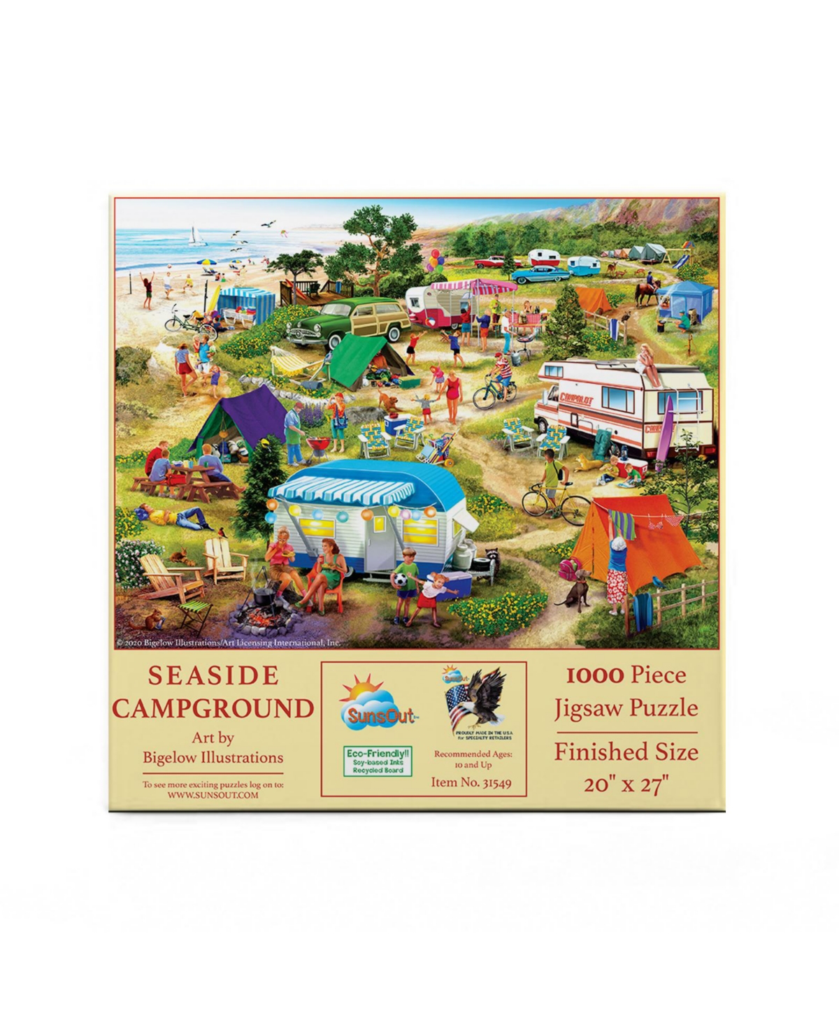 SunsOut Seaside Campground 1000-Piece Jigsaw Puzzle, Ages 15+